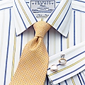 Men's Johnson Yellow & Blue Stripe Non-iron Shirt