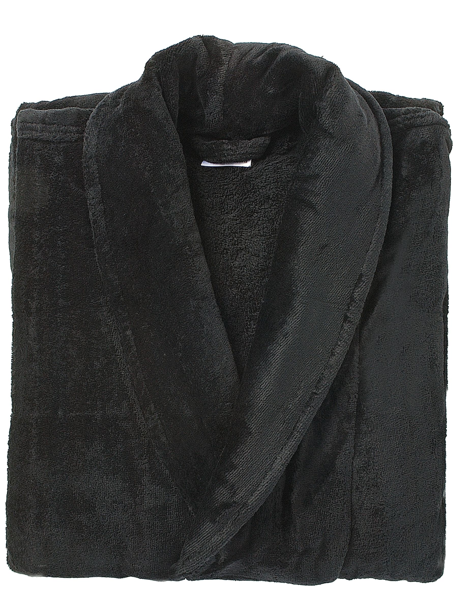 Velour Unisex Bathrobe, Nero, Extra Large, 112-117cm (44-46)