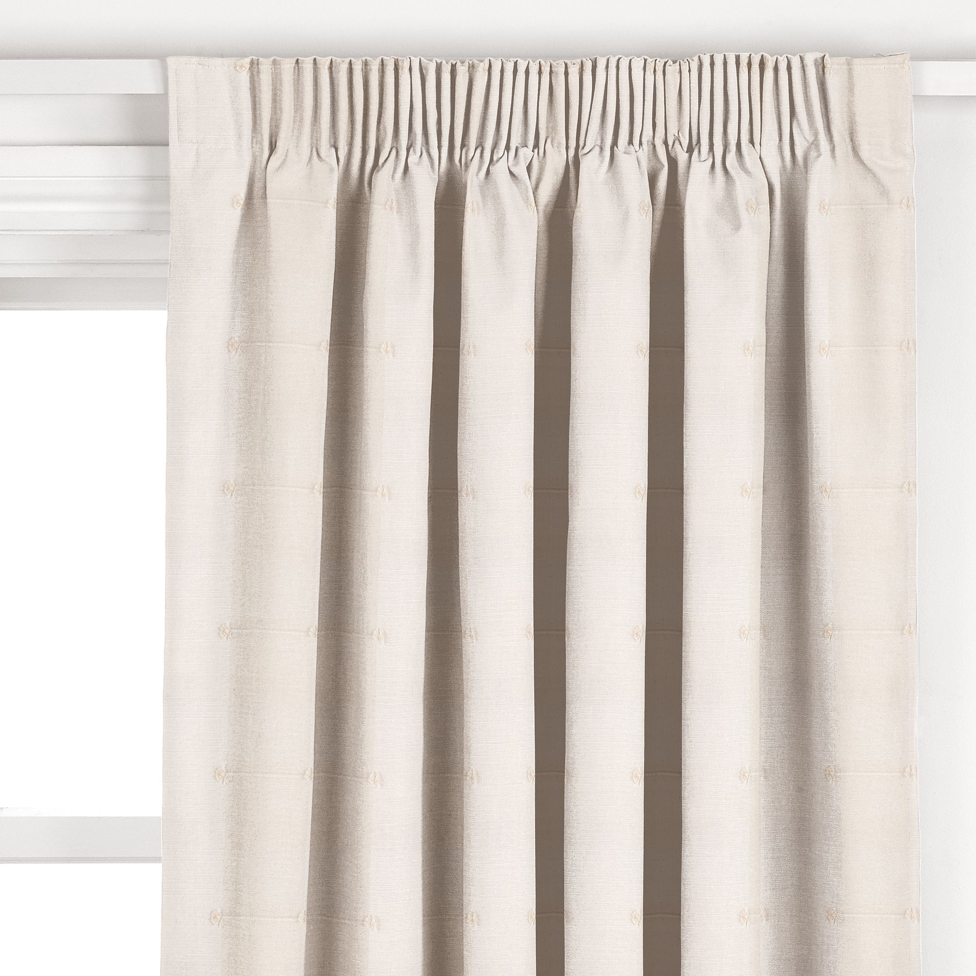 John Lewis Sierra Pencil Pleat Curtains, Natural, W167cm x