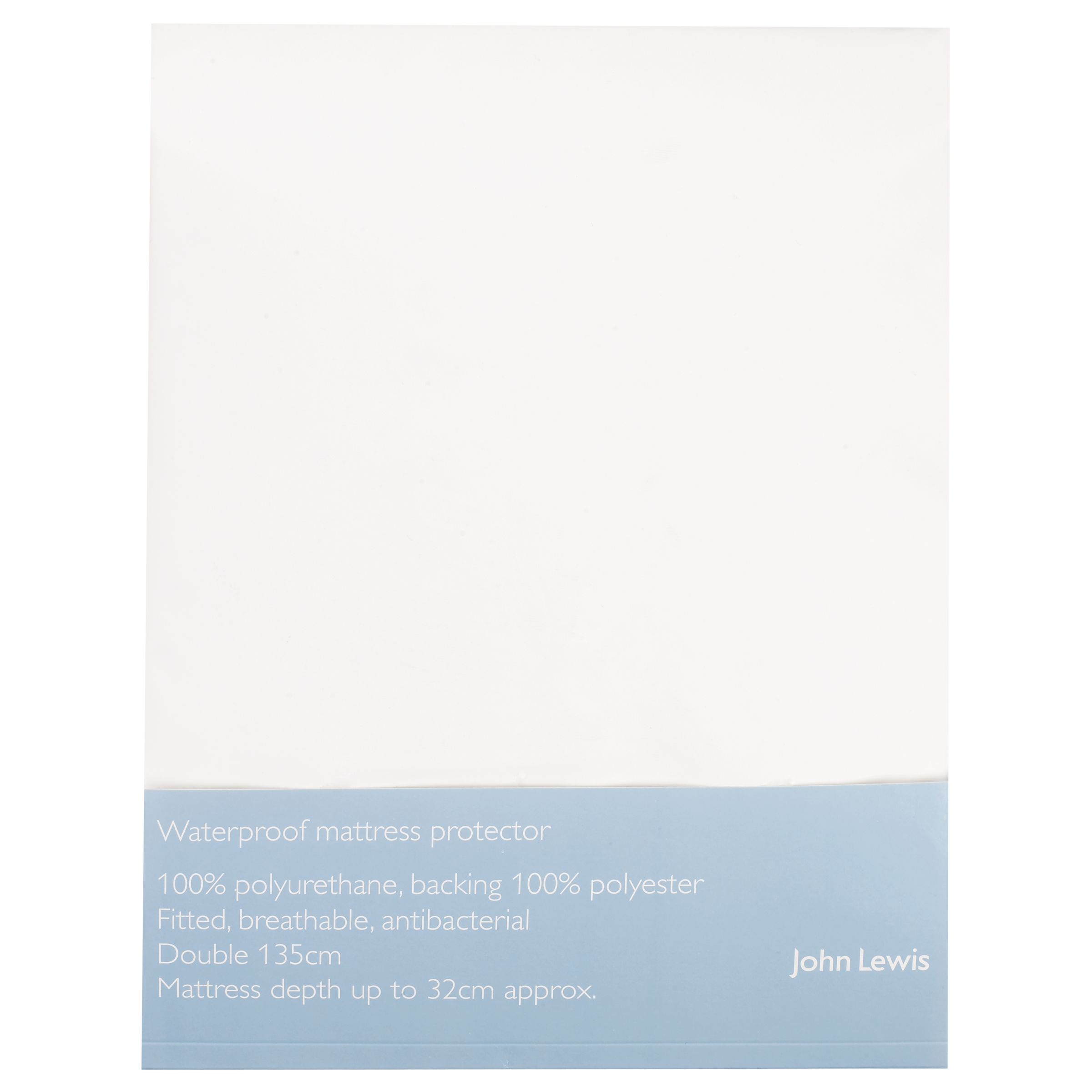 John Lewis Polyester Waterproof Mattress Protector, Double