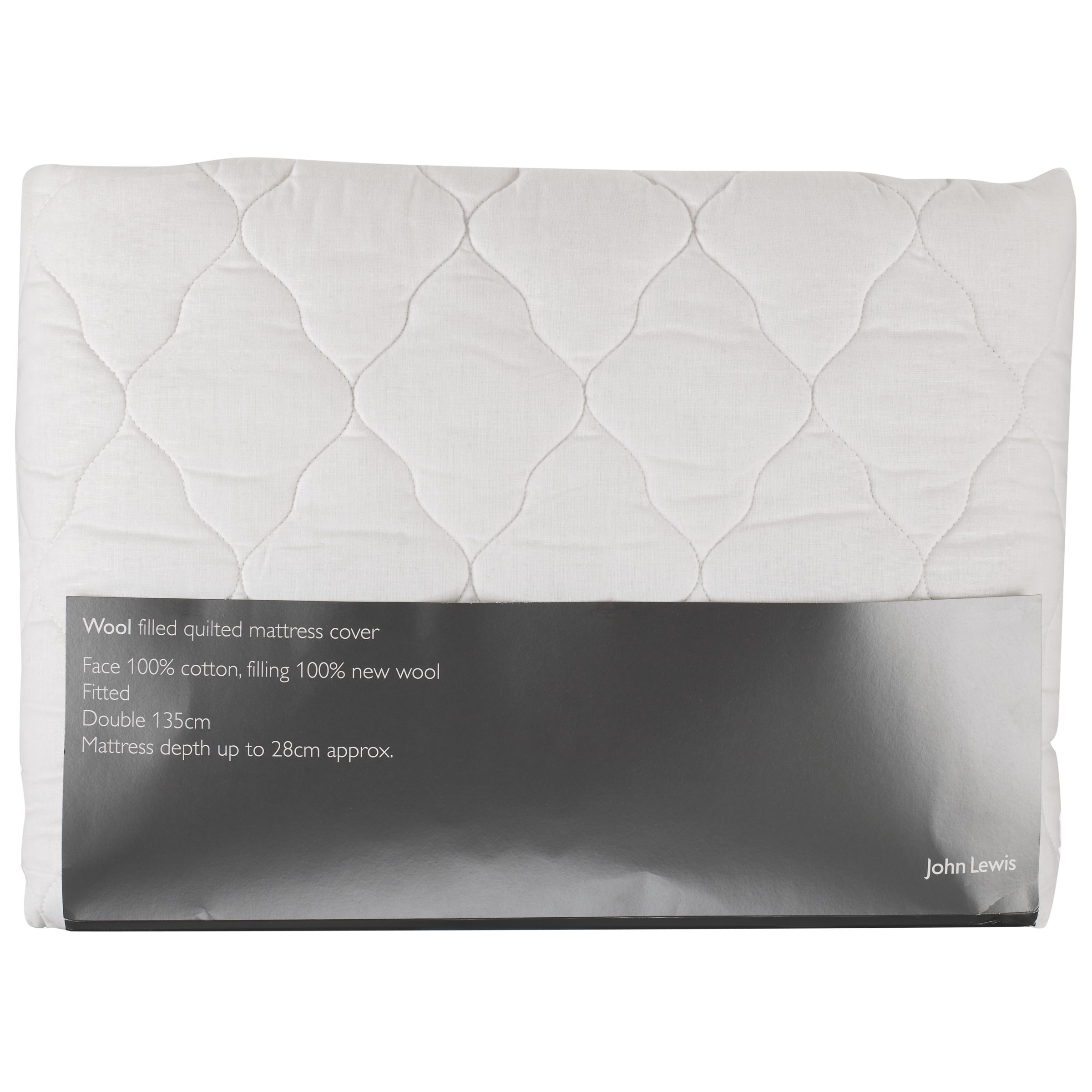 John Lewis Wool Filled Quilted Mattress Protector, Double