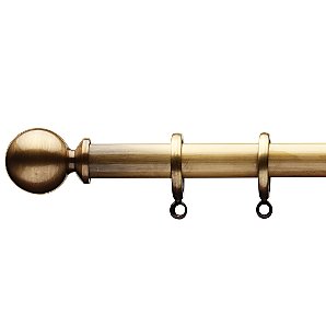 Ball Curtain Pole Kit, Antiqued Brass, L300cm x Dia.19mm