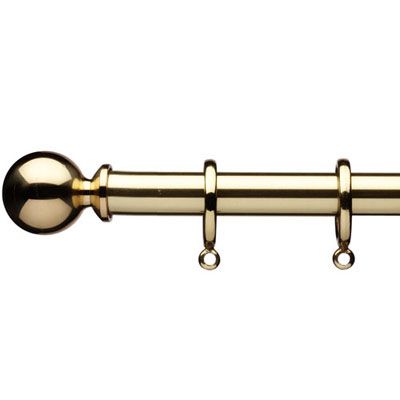 Polished Brass Ball Curtain Pole Kit,