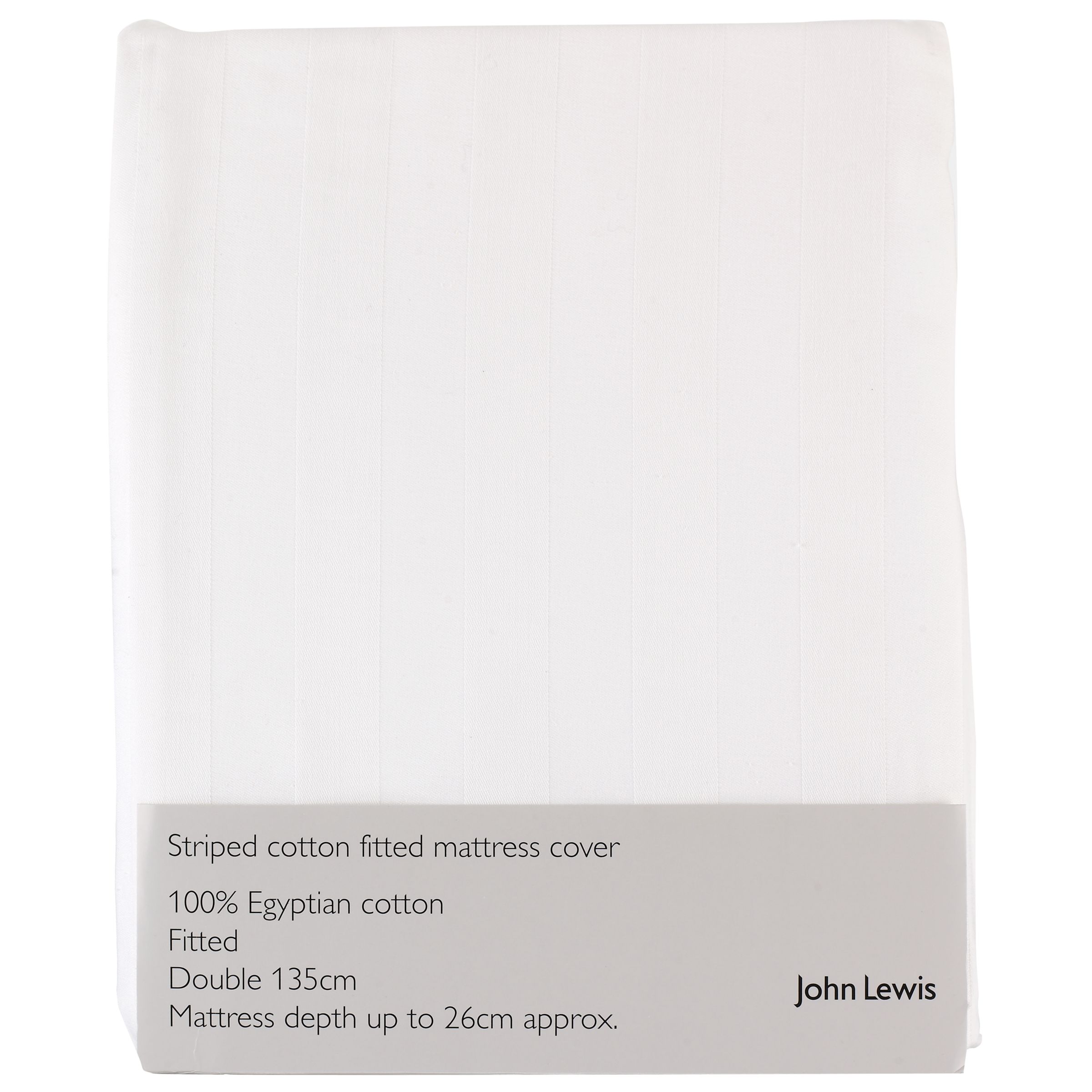 John Lewis Self Stripe Fitted Mattress Protector, Double