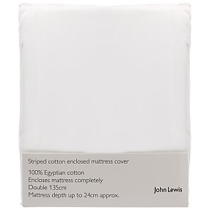 John Lewis Zipped Stripe Fitted Mattress Protector, Single