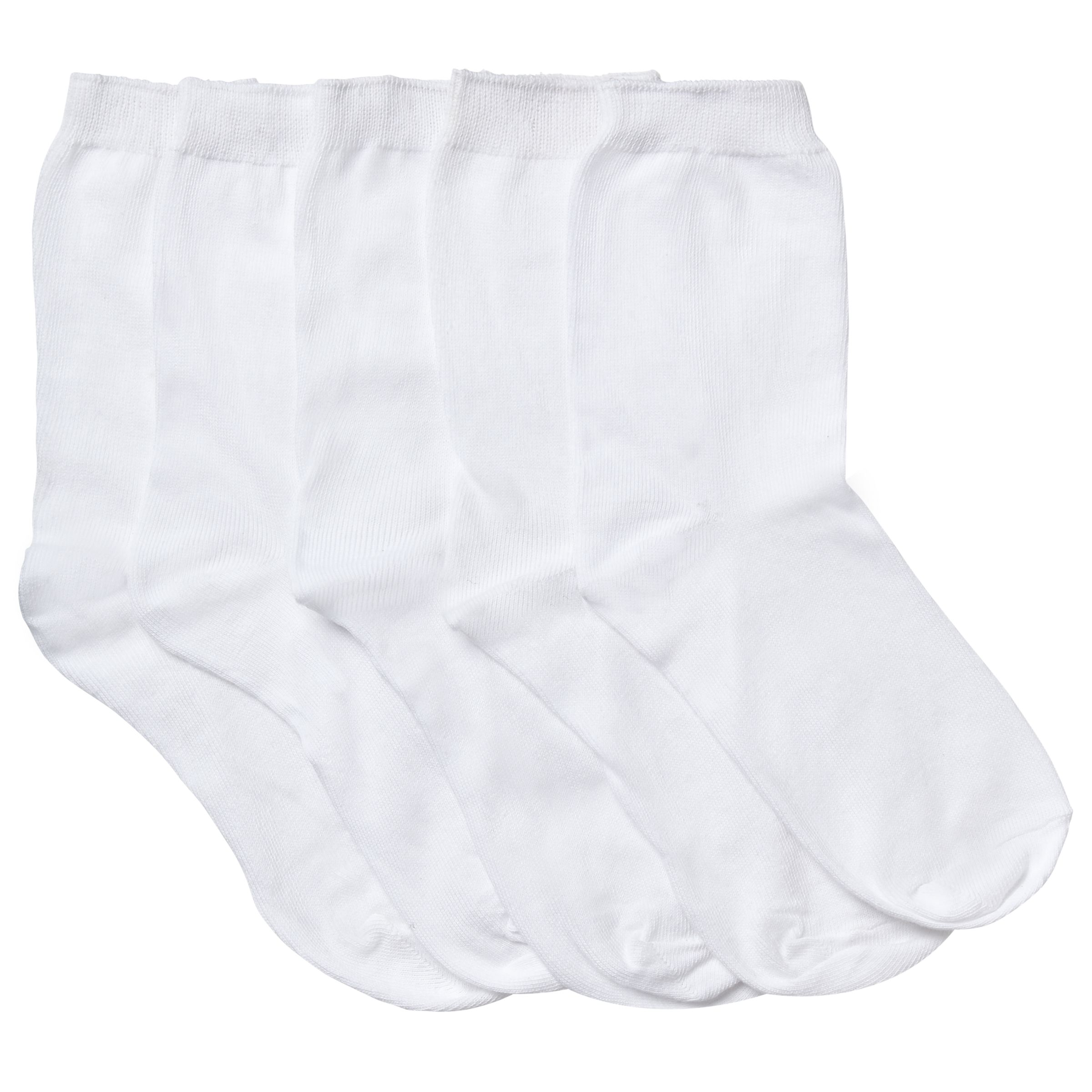 Ankle Socks, White, Junior 12&frac12; - 3&frac12;, Pack of 5 at John Lewis Department Store