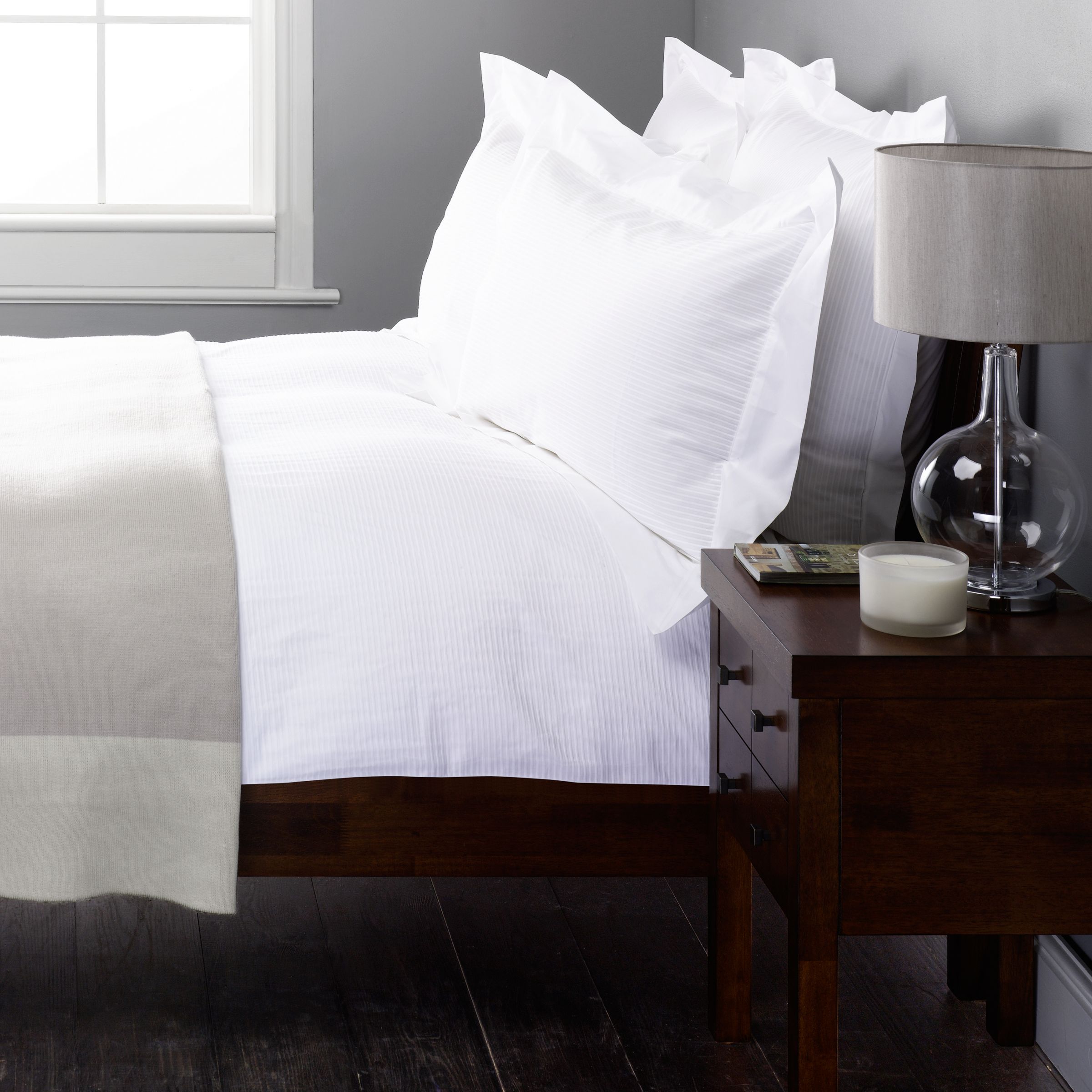 John Lewis Pleats Duvet Cover, White, Super