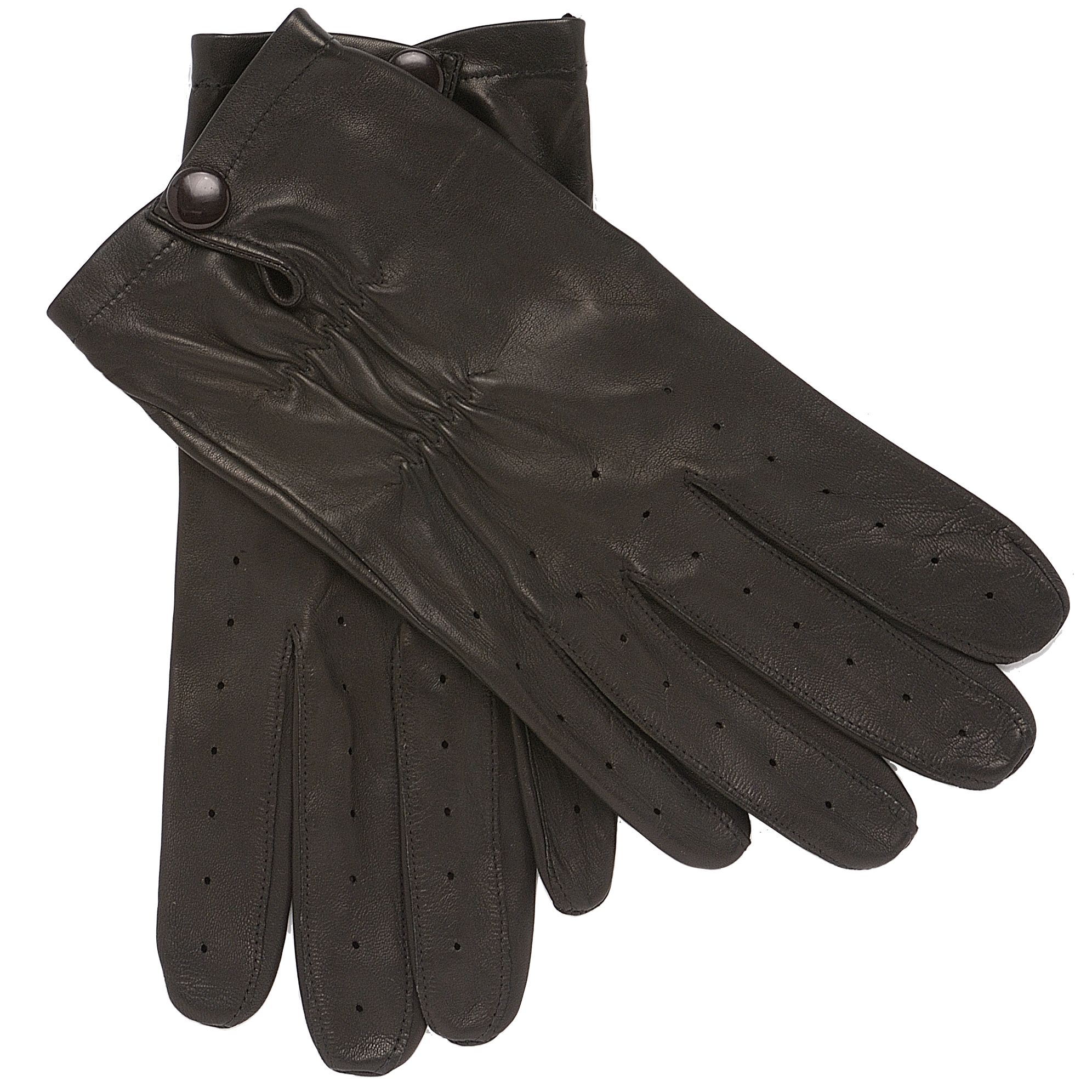 John Lewis Men's Leather Driving Gloves, Black, Medium at John Lewis Department Store