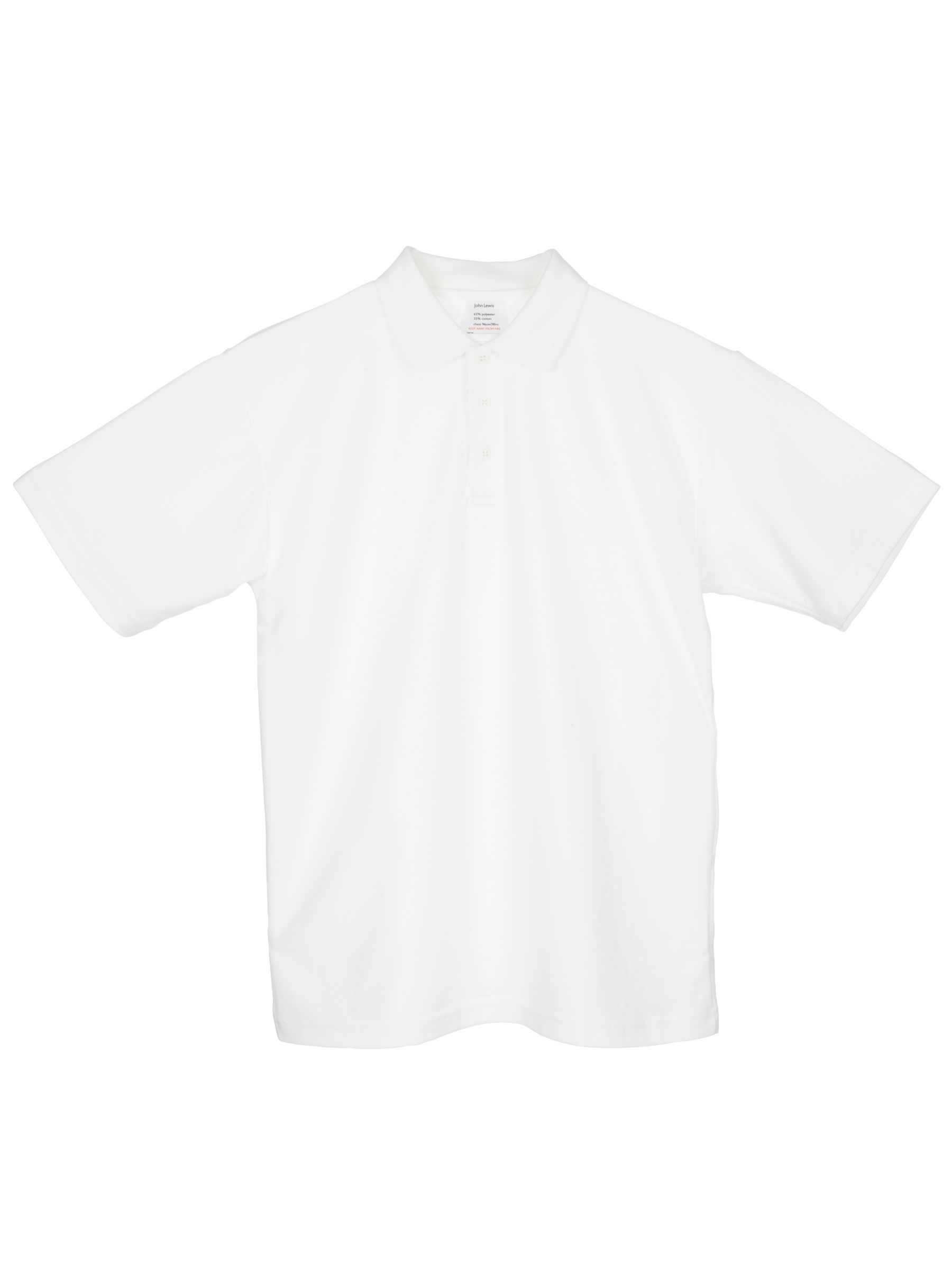 John Lewis Unisex Polo Shirt, White, Chest 30 (76cm), Pack of 2