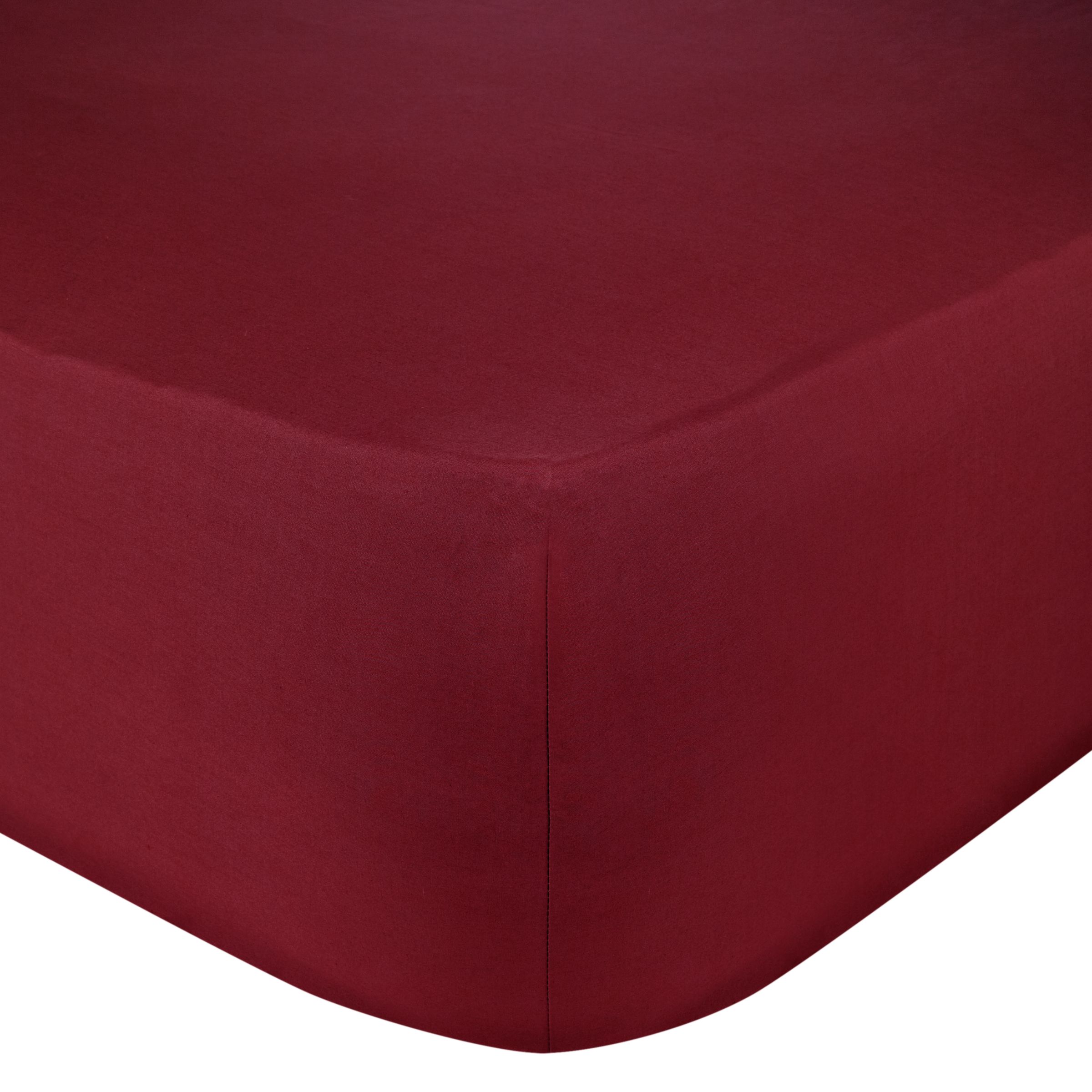 John Lewis Polycotton Percale Fitted Sheet, Soft Red, Kingsize at John Lewis Department Store