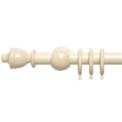 John Lewis Cream Wooden Curtain Pole Kits,