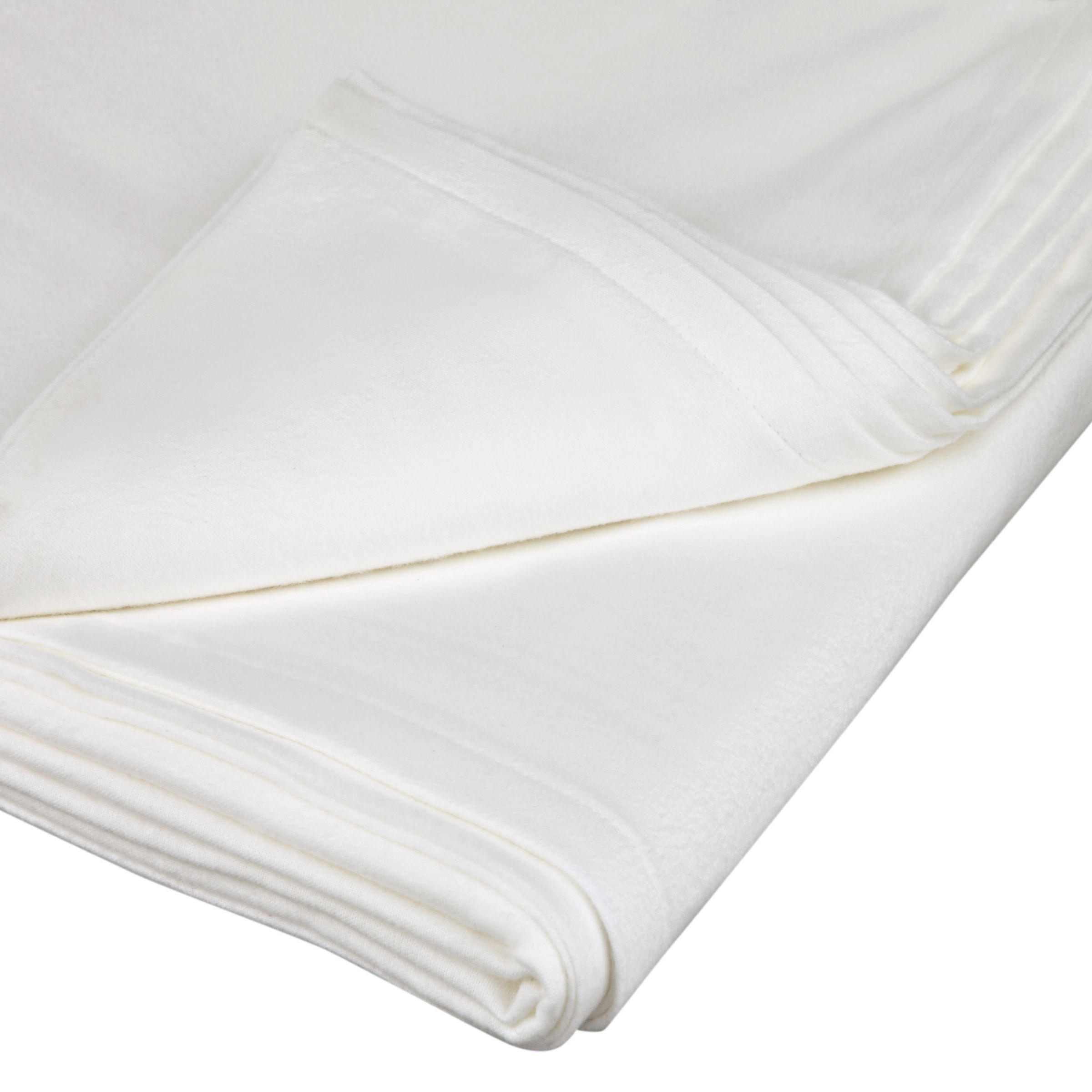 John Lewis Flannelette Flat Sheet, White, Kingsize at John Lewis Department Store