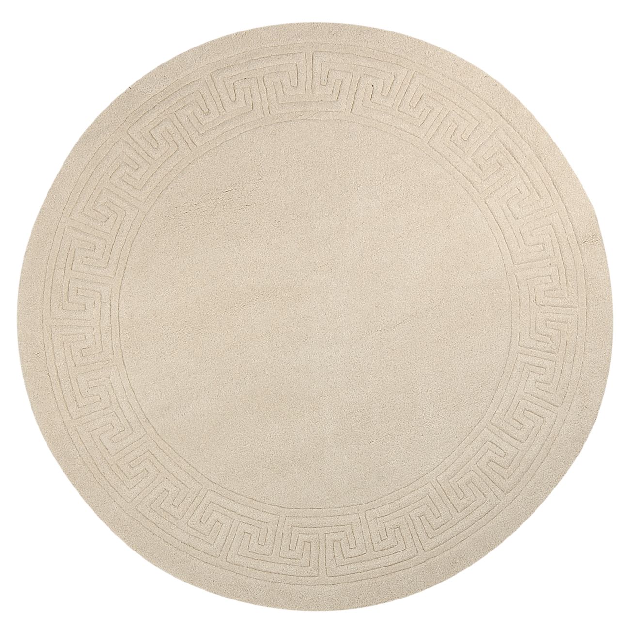 Madras Greek Key Rugs, White, Round at John Lewis