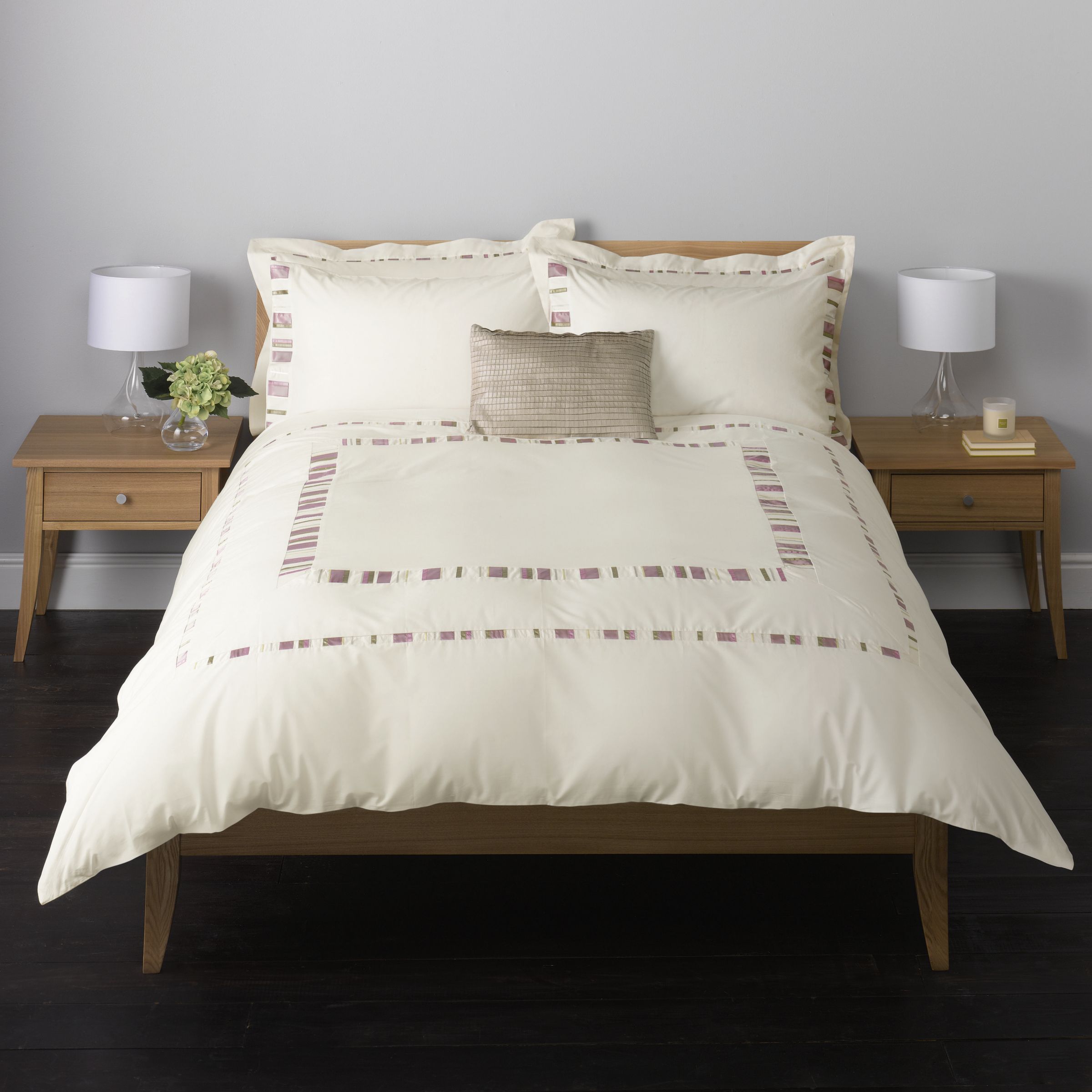 John Lewis Joel Pillowcases, Oyster / Pink