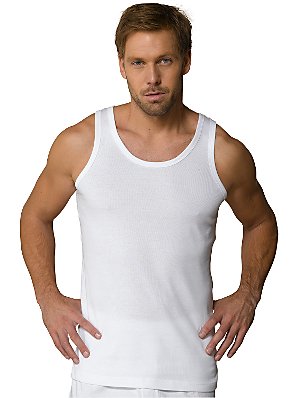 John Lewis Sleeveless Vests, White, Large, Pack of 2