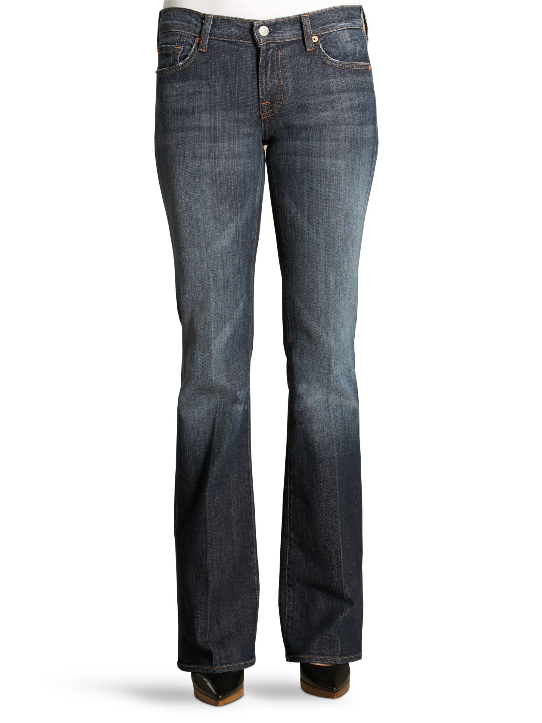 7 For All Mankind Flare Jeans, New York Dark at John Lewis