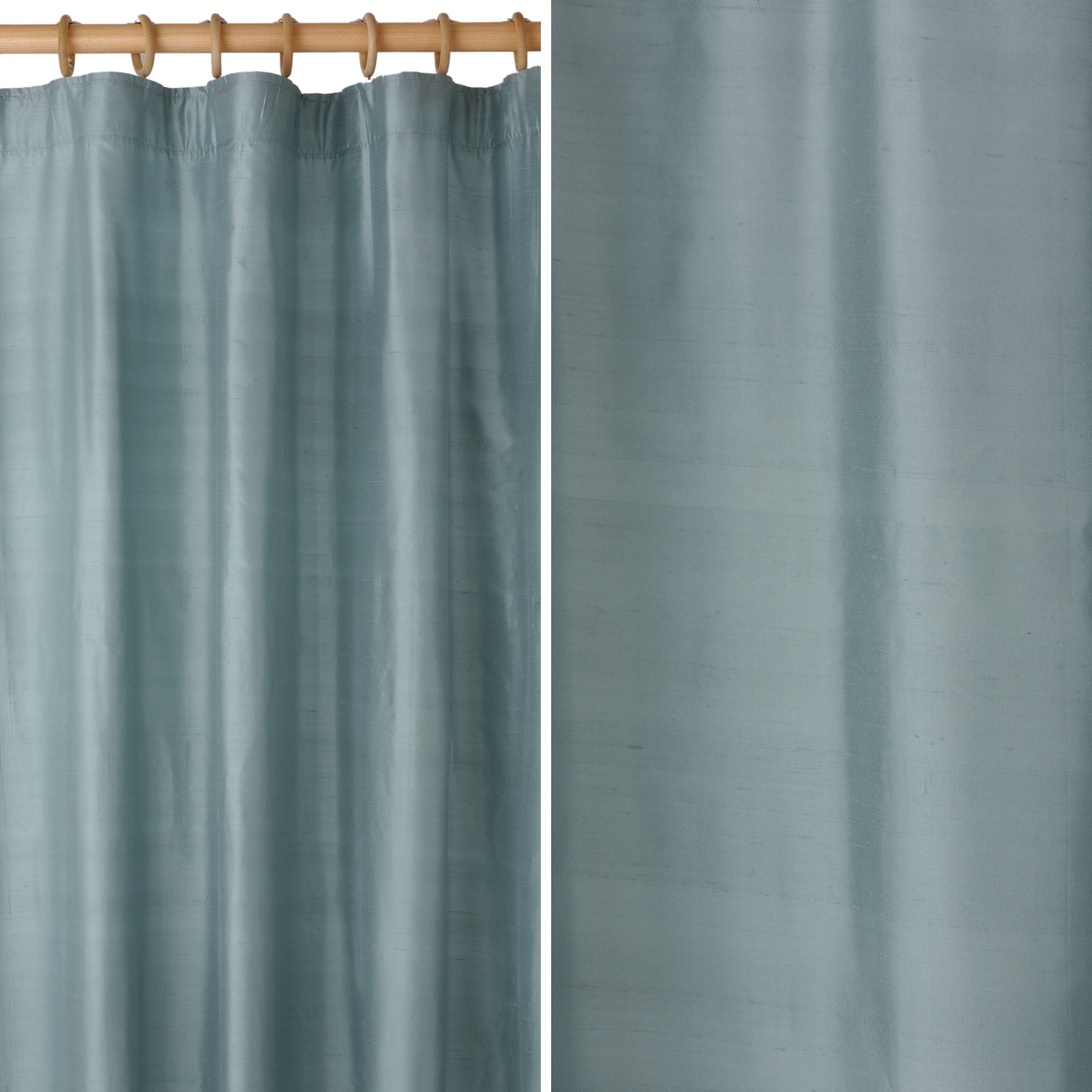Plain Silk Pencil Pleat Curtains, Aqua, W264 x