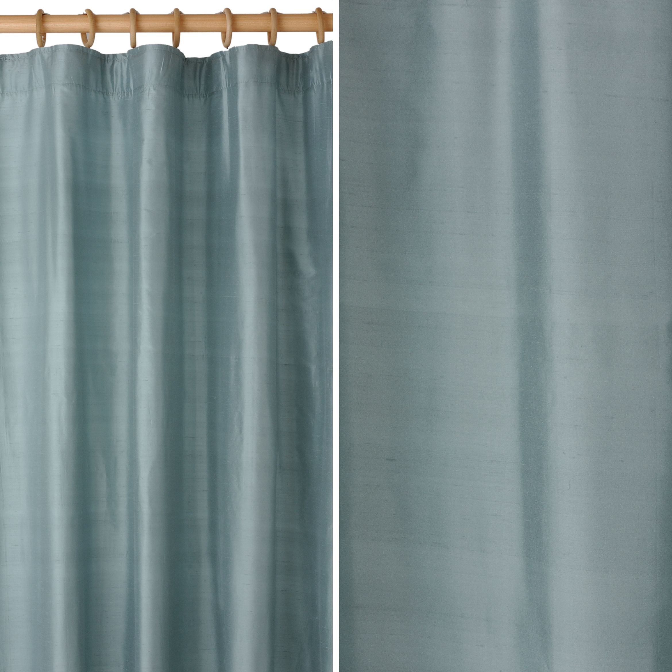 John Lewis Plain Silk Pencil Pleat Curtains, Aqua, W264 x