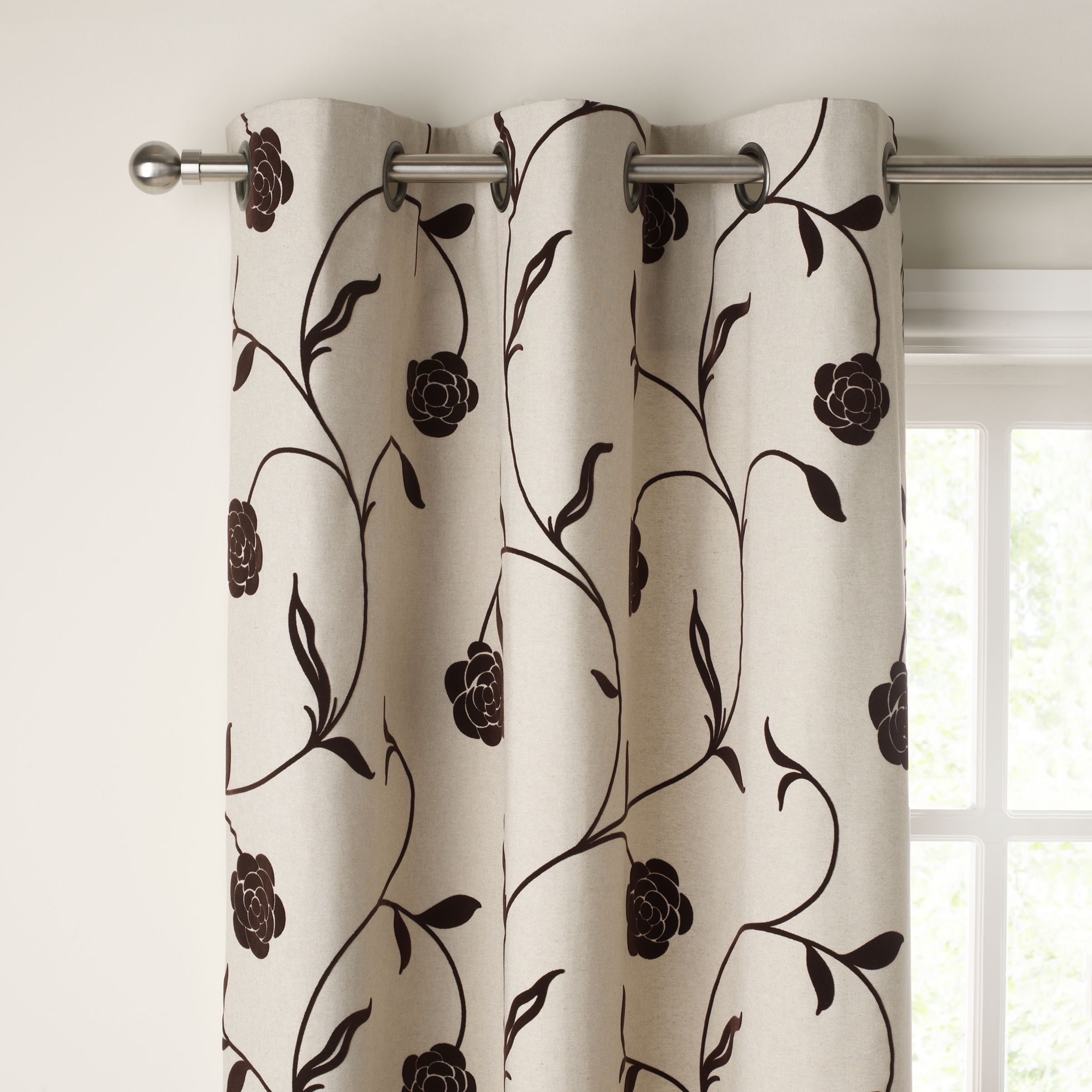 John Lewis Sarah Eyelet Curtains, Chocolate, W130 x Drop 228cm