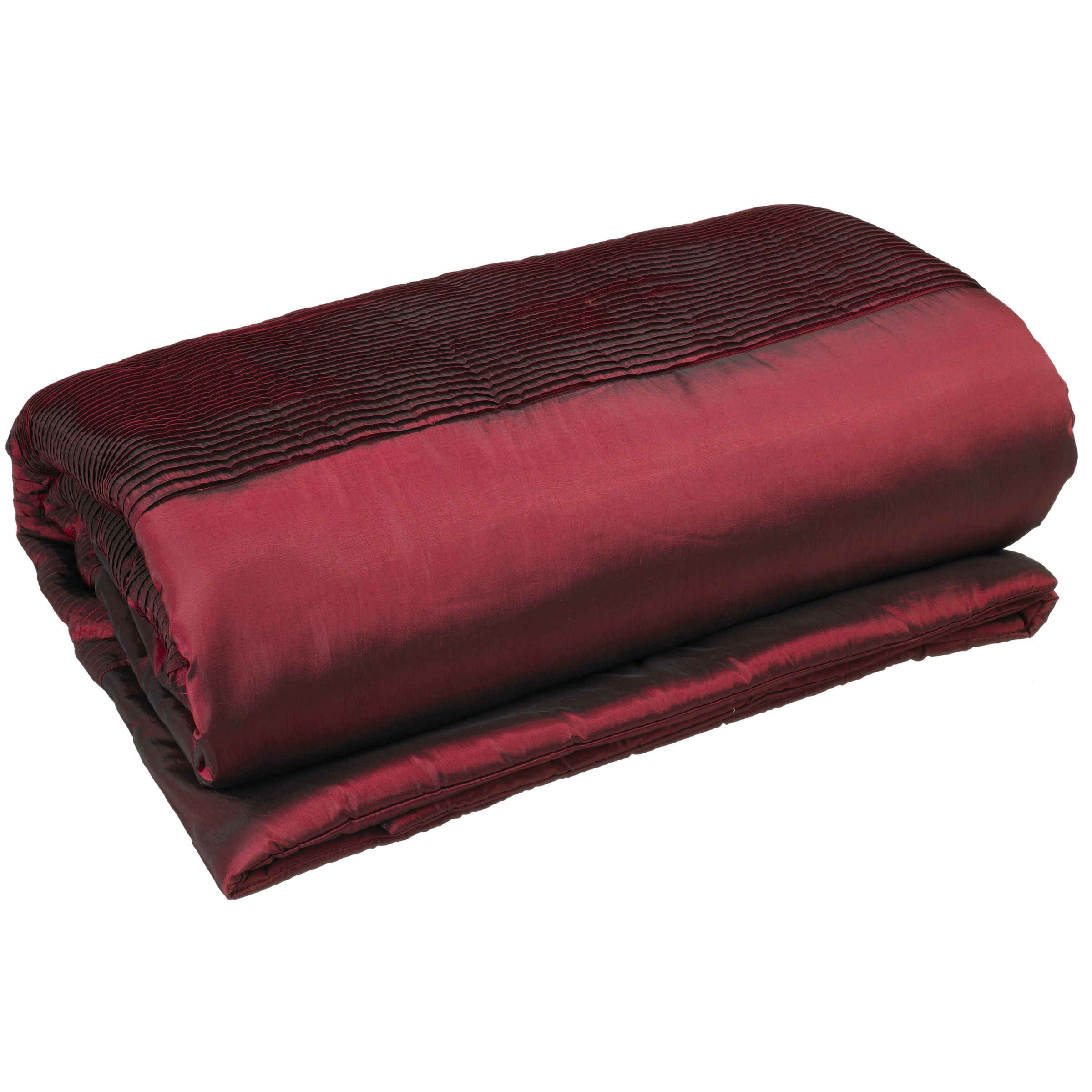 John Lewis Pintuck Taffeta Bedspread, Ruby, W200 x L260cm