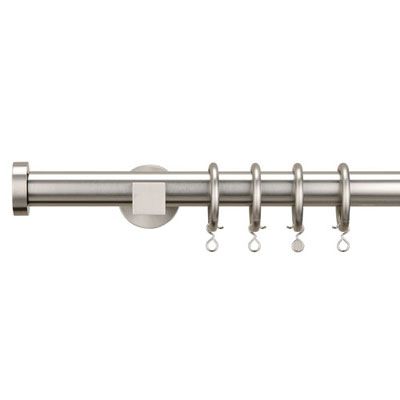 John Lewis Brushed Nickel Curtain Pole Kit, Nickel, L150cm x Dia.25mm