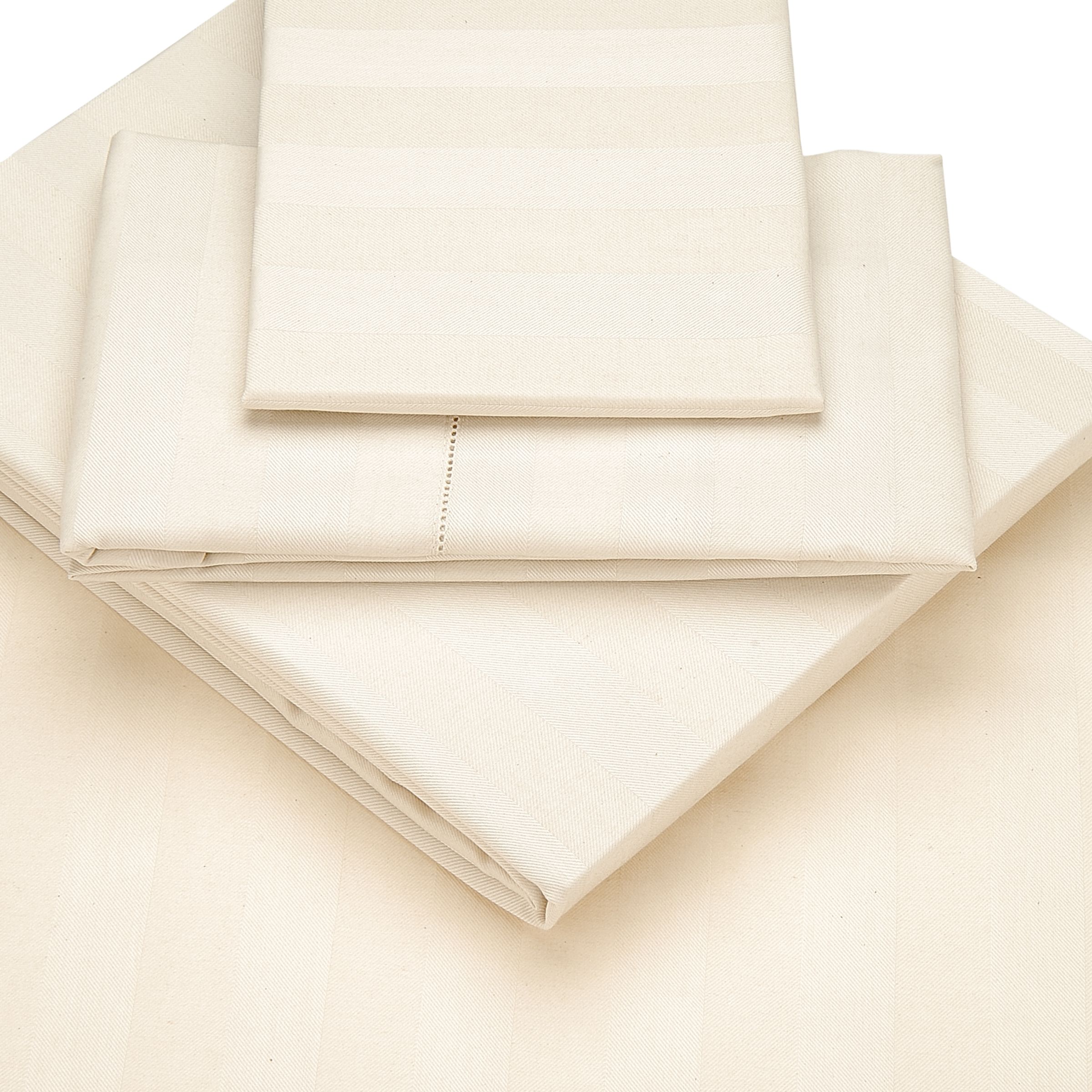 John Lewis Herringbone Jacquard Organic Cotton Fitted Sheet, Double