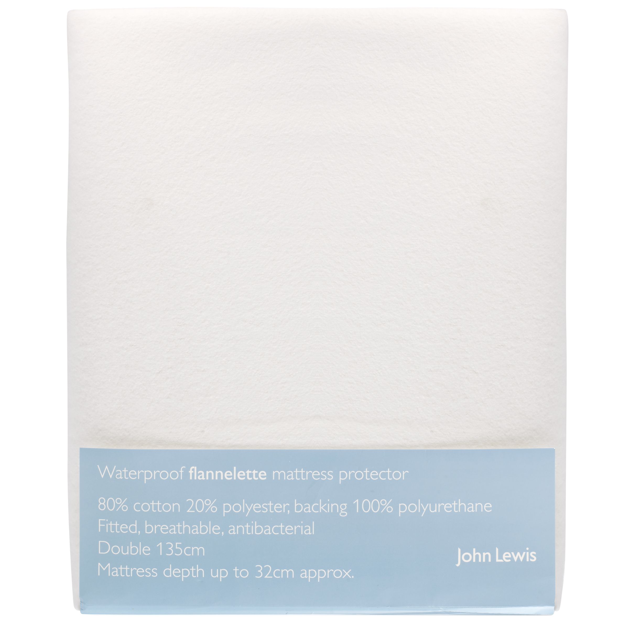 John Lewis Waterproof Flannelette Mattress Protector, Single