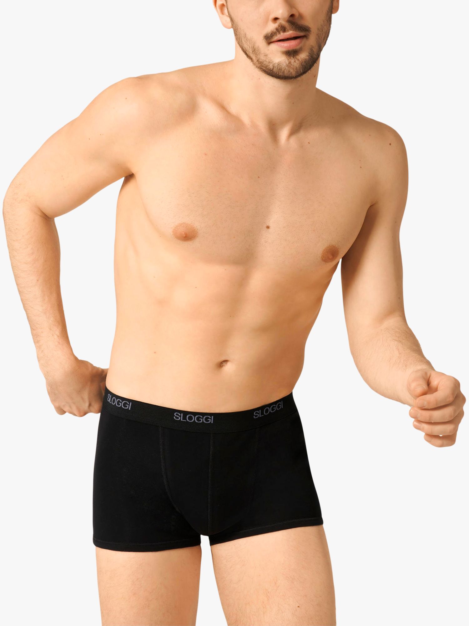 Sloggi Cotton Lycra Trunks, 2 Pack, Black, Large