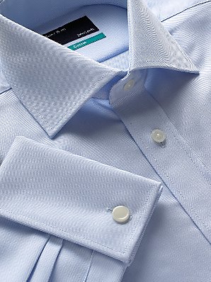 John Lewis Cotton Twill Shirt, Blue, Collar 18