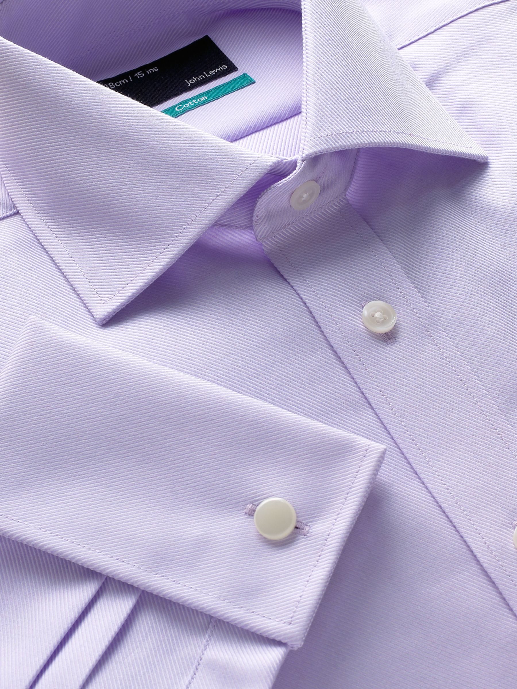 John Lewis Cotton Twill Shirt, Lilac, Collar 16