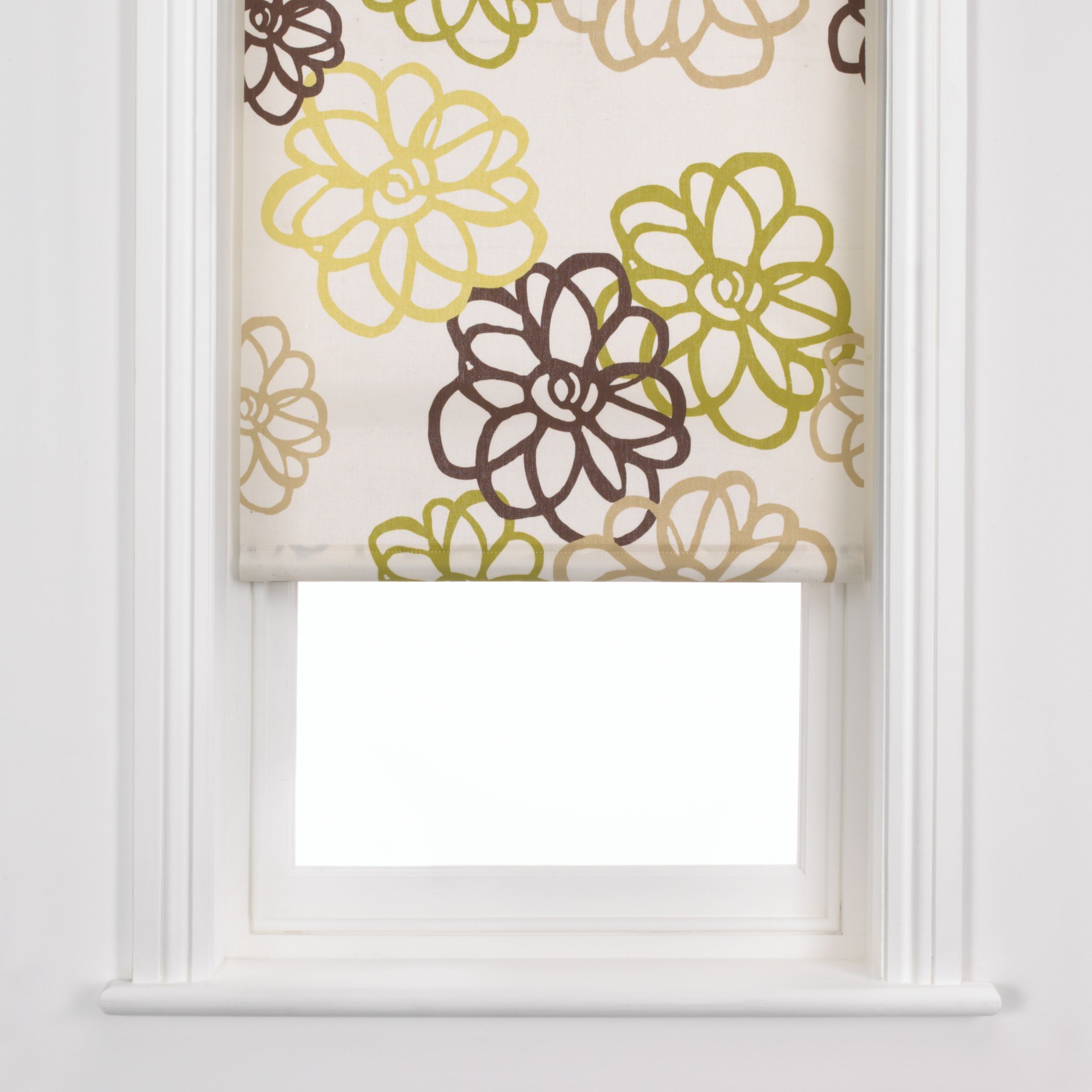 John Lewis Sunflowers Roller Blind- Kiwi- W91cm