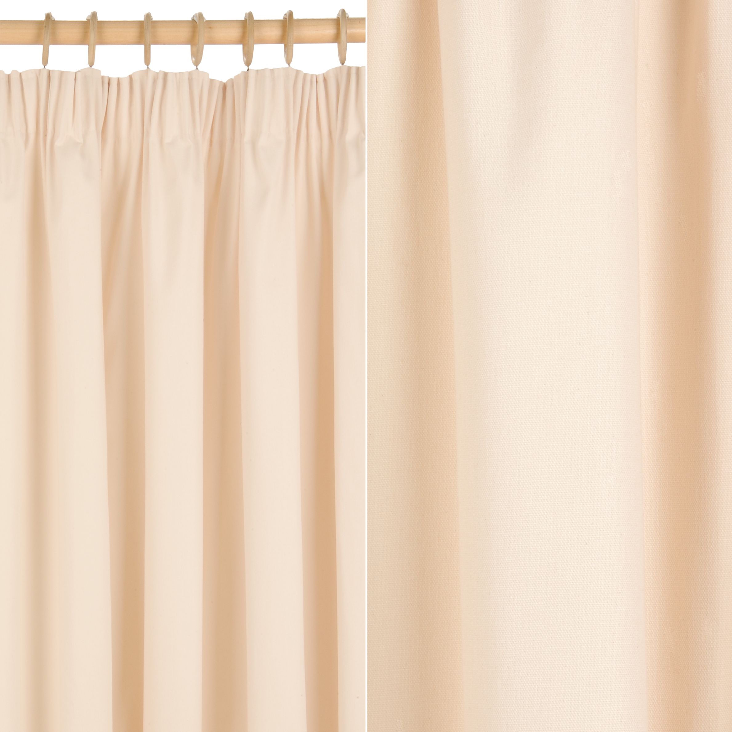 John Lewis Inverness Pencil Pleat Curtains, Cream, W196 x