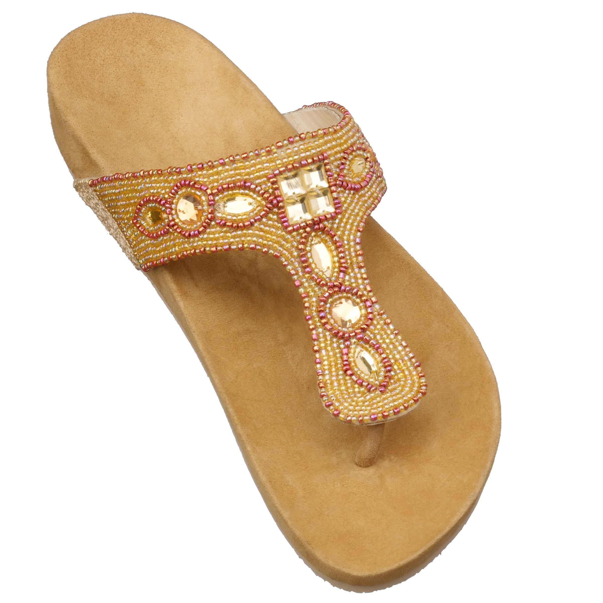 JFW Miney Beaded Footbed Sandal, Beige, Size 5/38