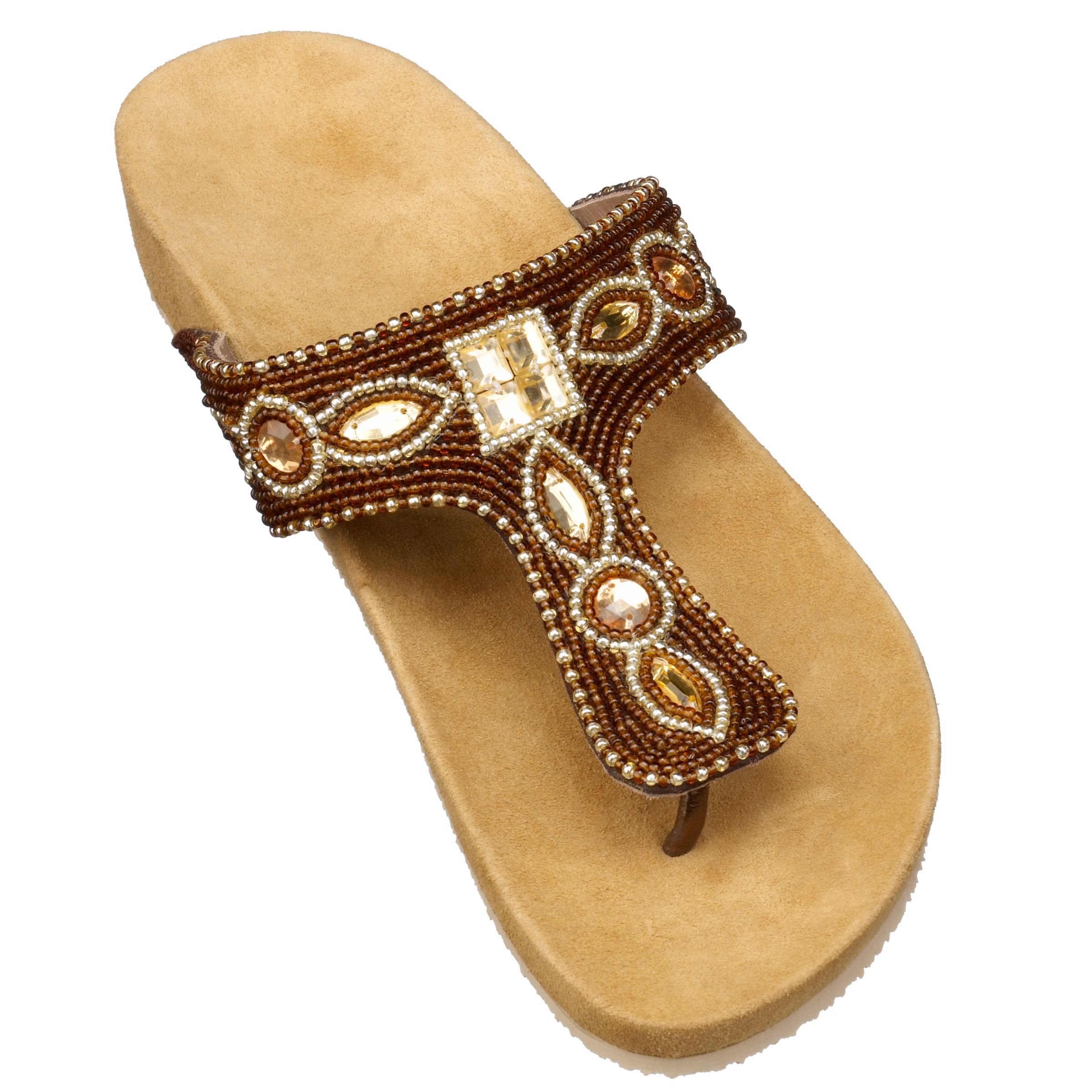 JFW Miney Beaded Footbed Sandal, Brown, Size 6/39