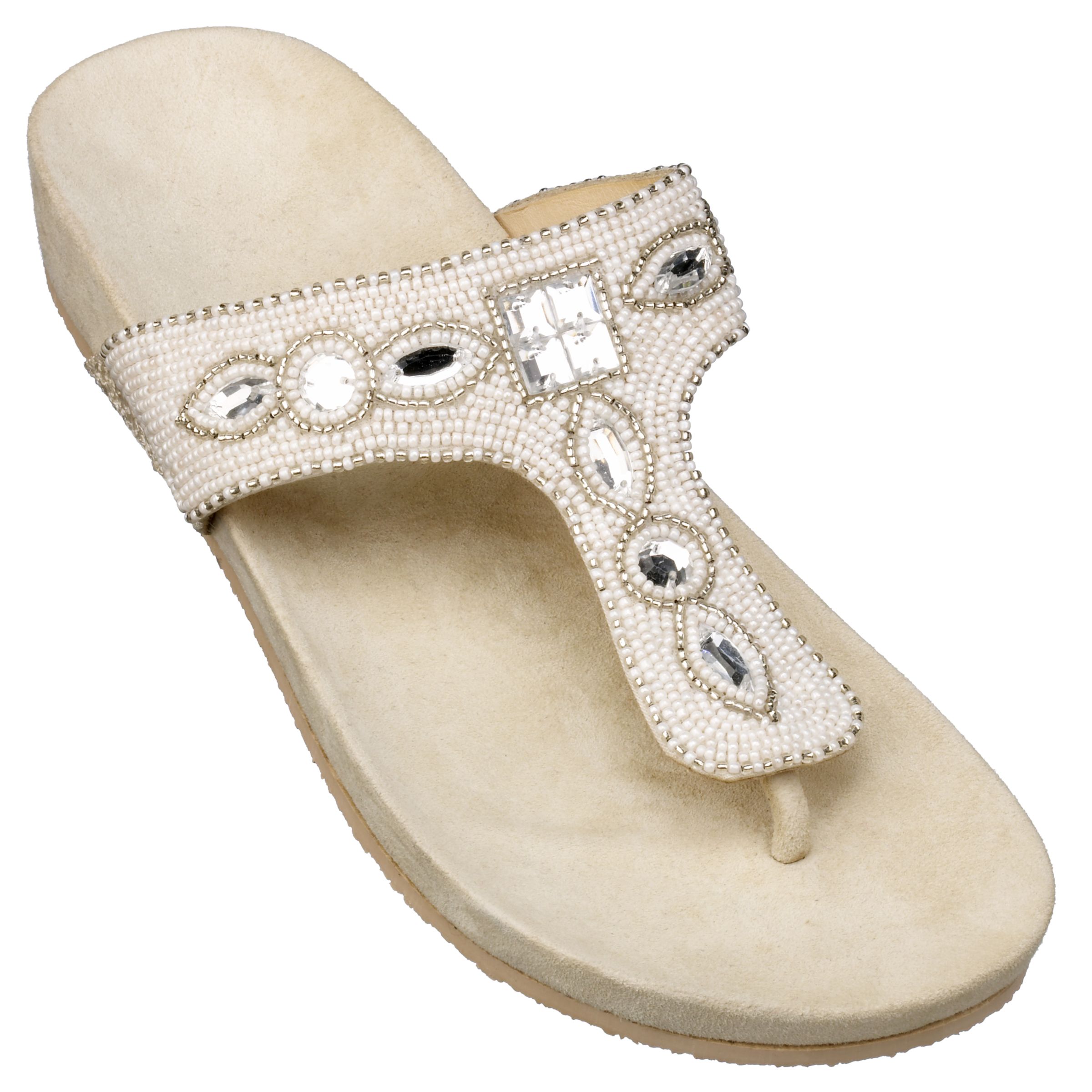JFW Miney Beaded Footbed Sandal, Off White, Size 4/37