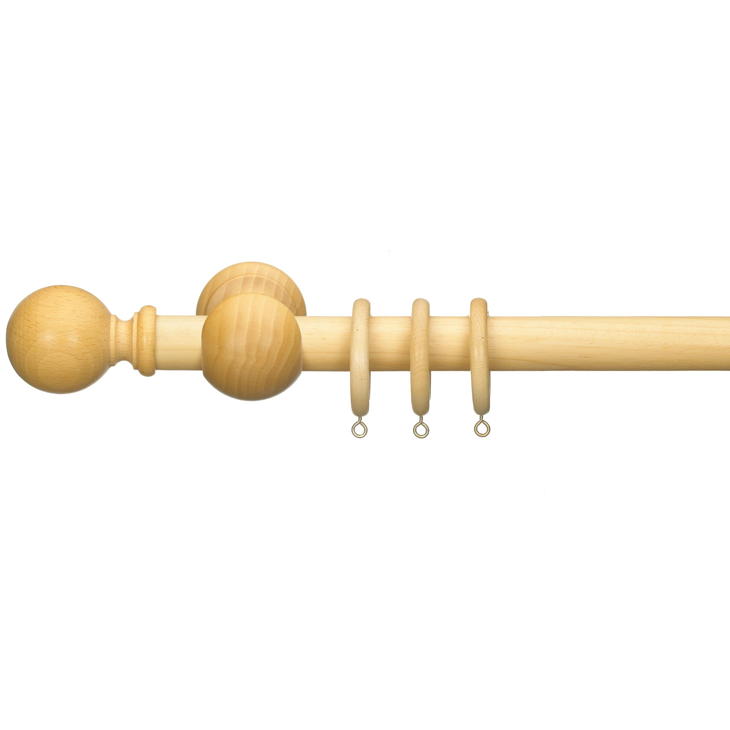 John Lewis Natural Wood Curtain Pole Kit, L150 x