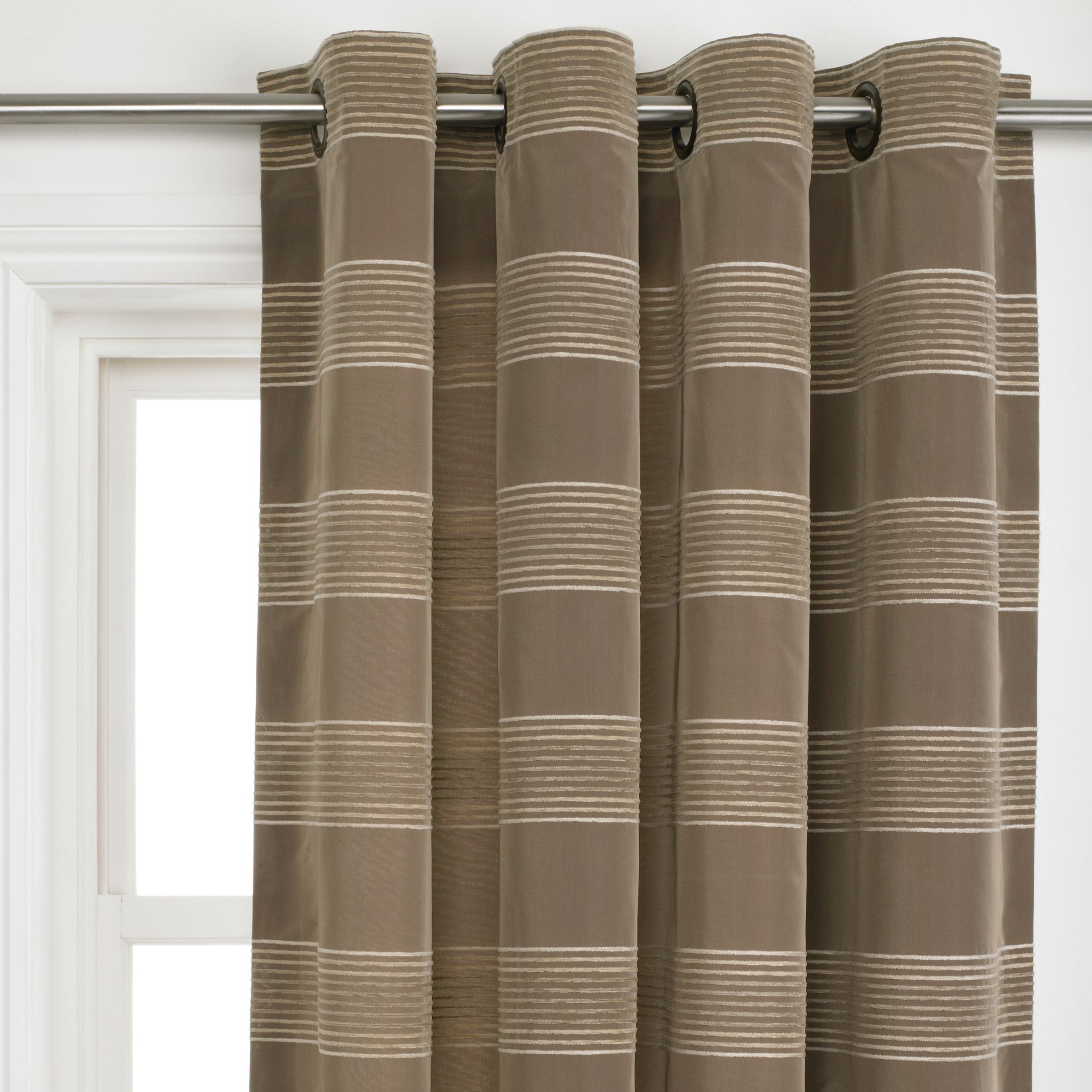 John Lewis Detroit Eyelet Curtains, Coffee, W165 x Drop 228cm