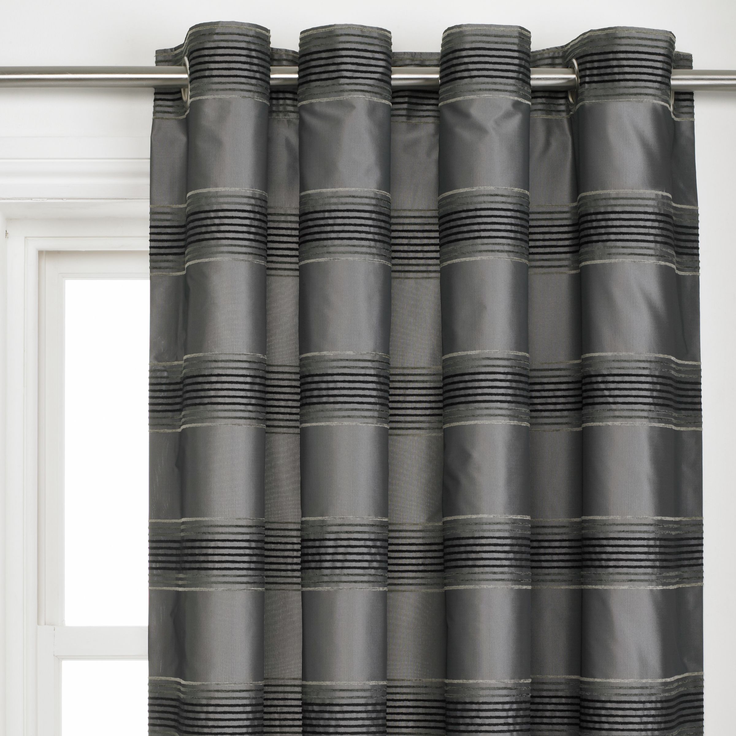 John Lewis Detroit Eyelet Curtains, Pewter, W165 x Drop 182cm