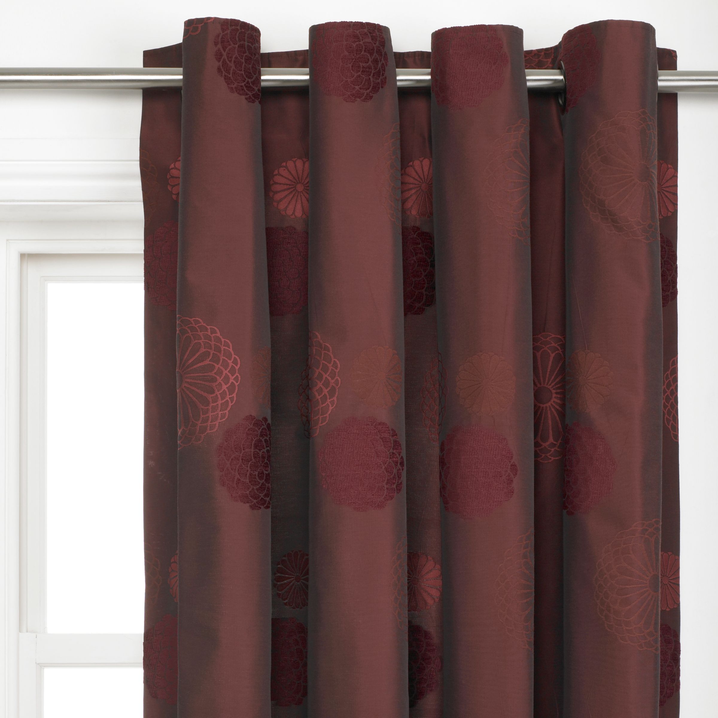 John Lewis Dahlia Eyelet Curtains Mulberry W167 x Drop 182cm