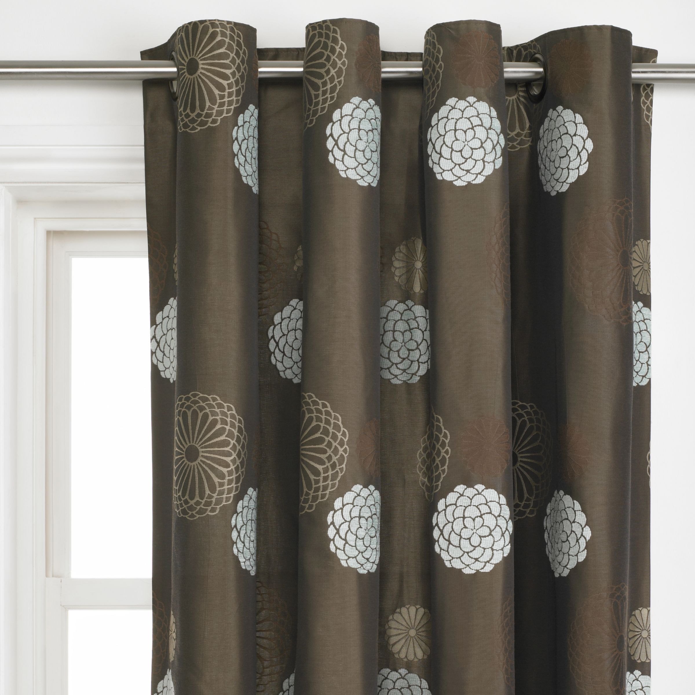 Dahlia Eyelet Curtains, Mocha