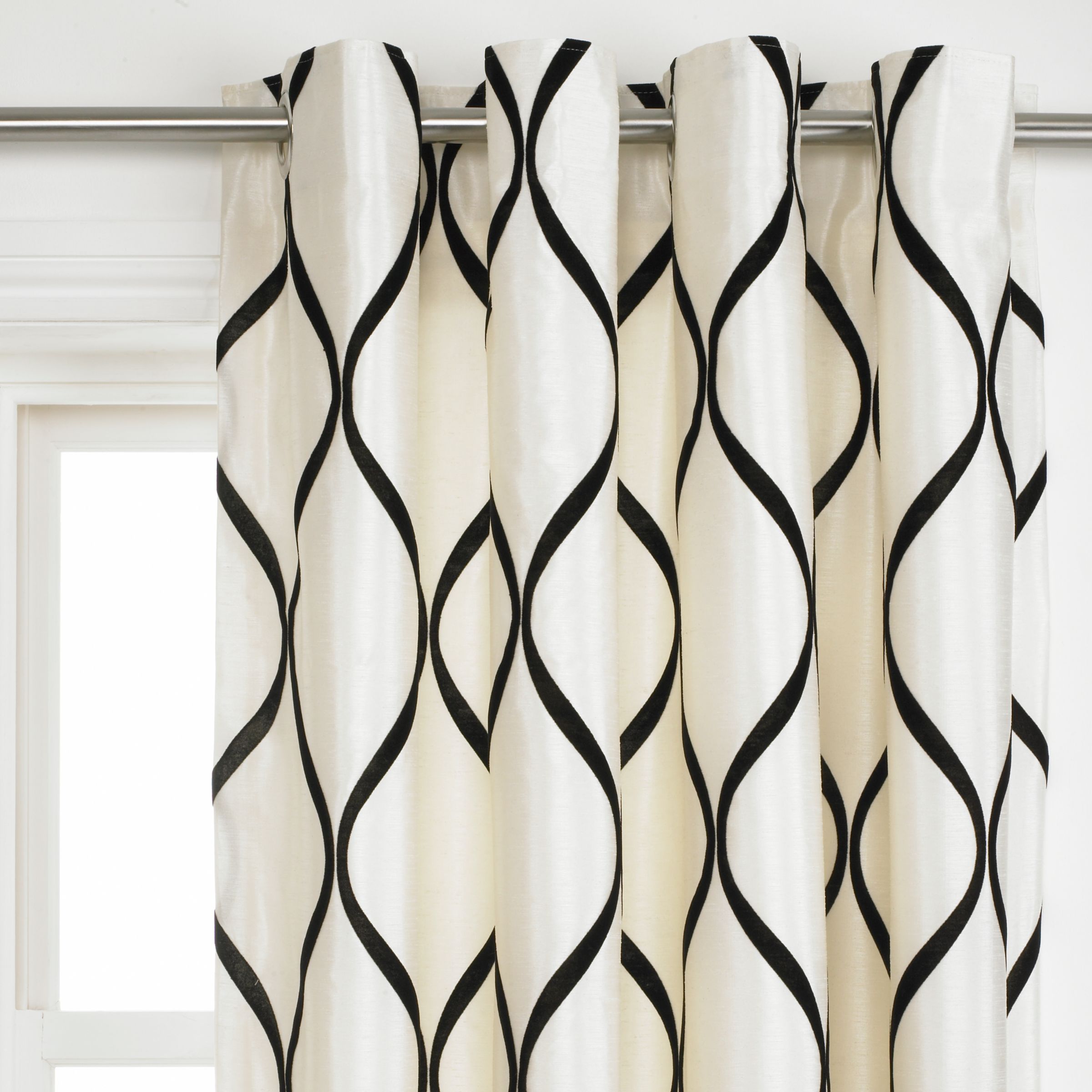 John Lewis Ismir Eyelet Curtains, Black, W165 x Drop 182cm