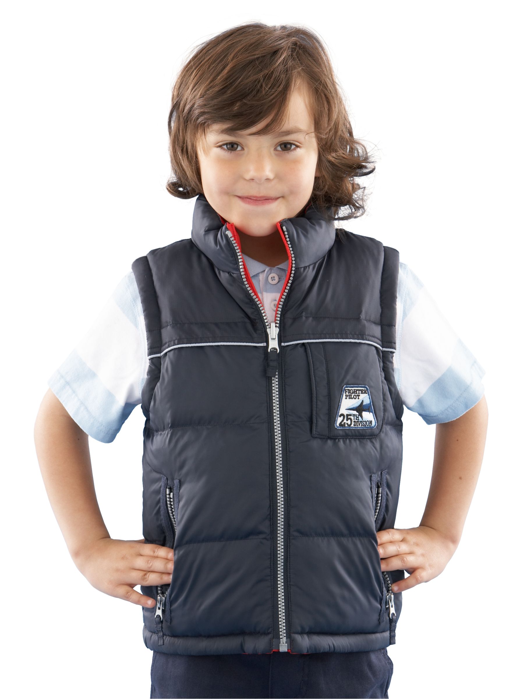 John Lewis Reversible Gilet, Red/Navy, Age 2-3