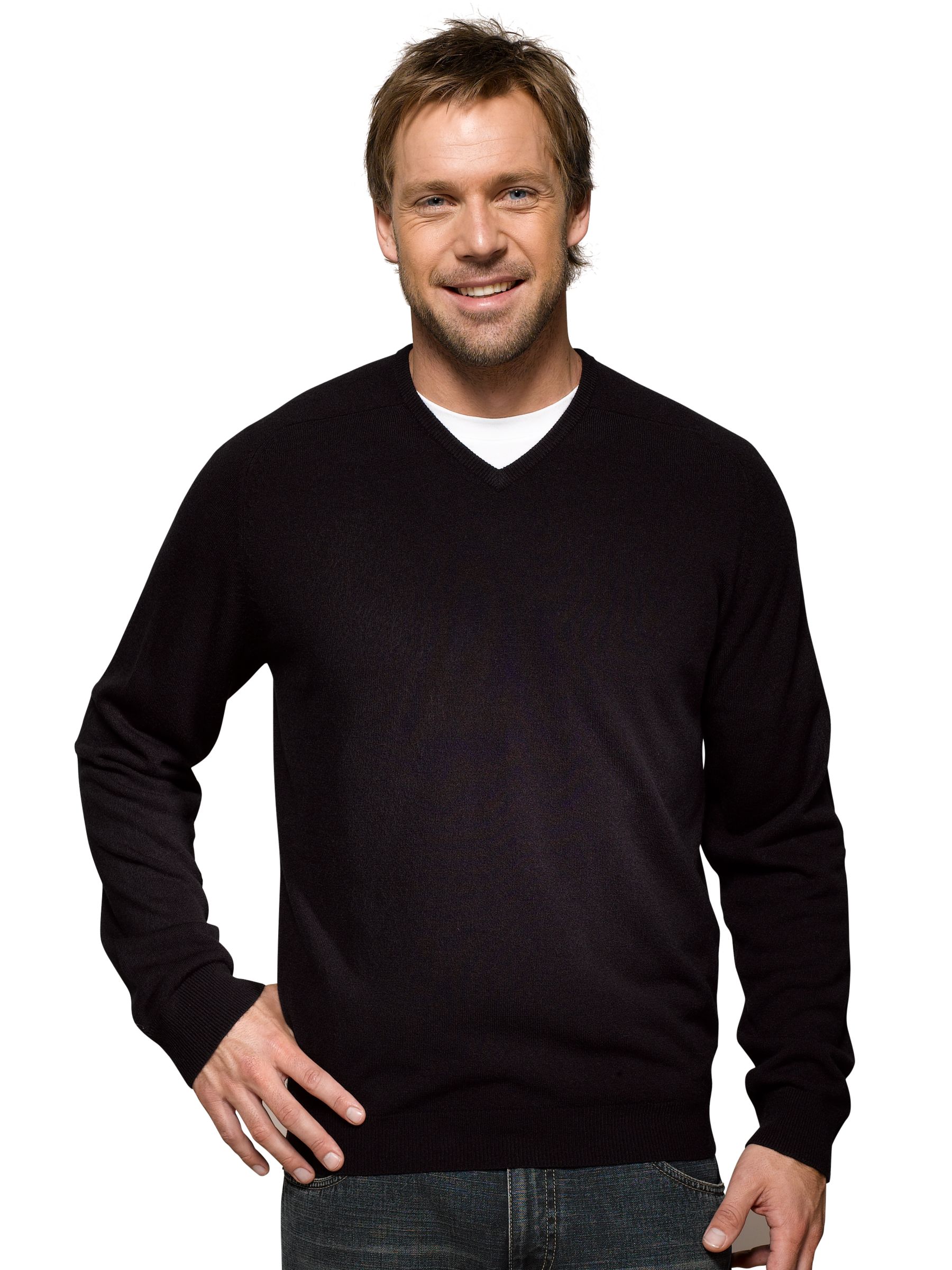 Guise Supersoft V-Neck Jumper, Black, Large