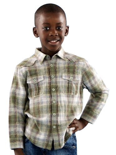 John Lewis Poplin Check Shirt, Green, 2-3 Years