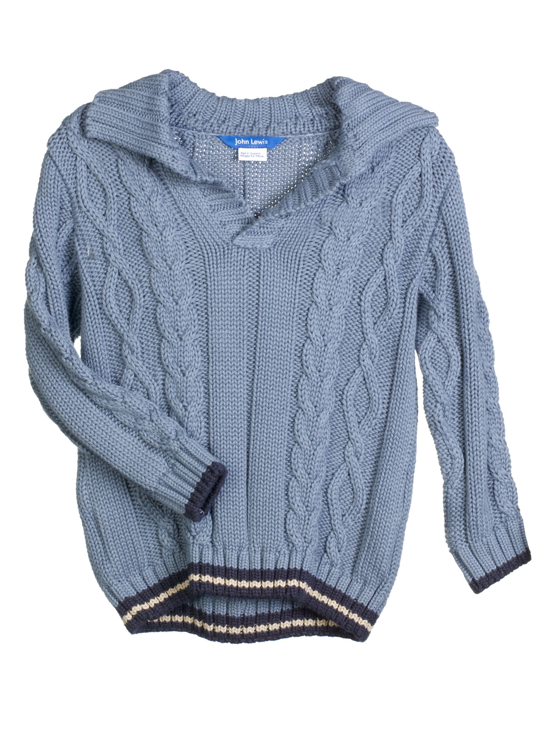 John Lewis Cable Knit Jumper, Blue, 2-3 Years