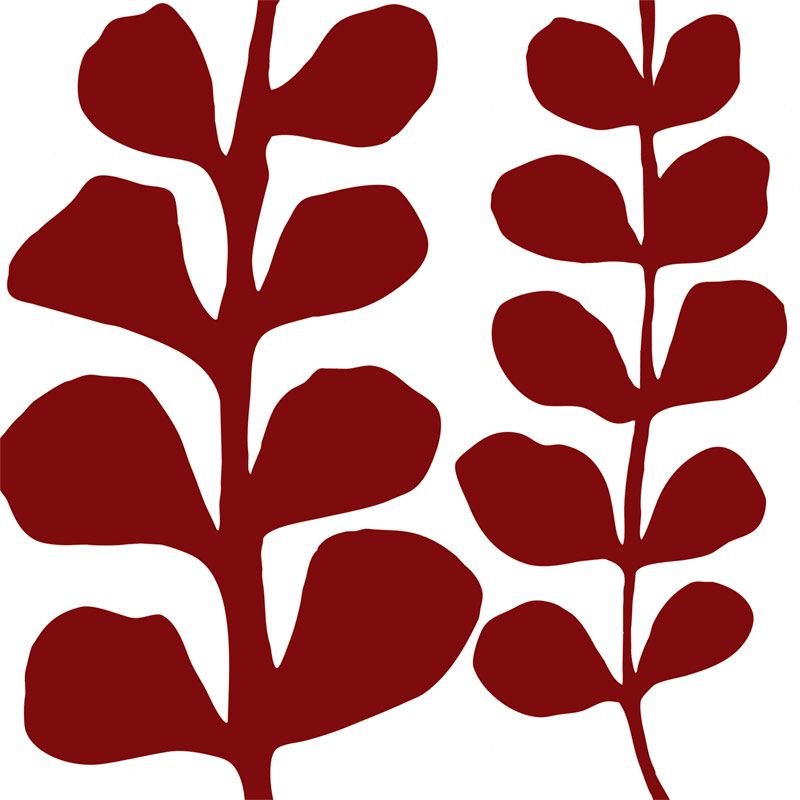 Maidenhair Canvas, Red / White, 110 x 110cm
