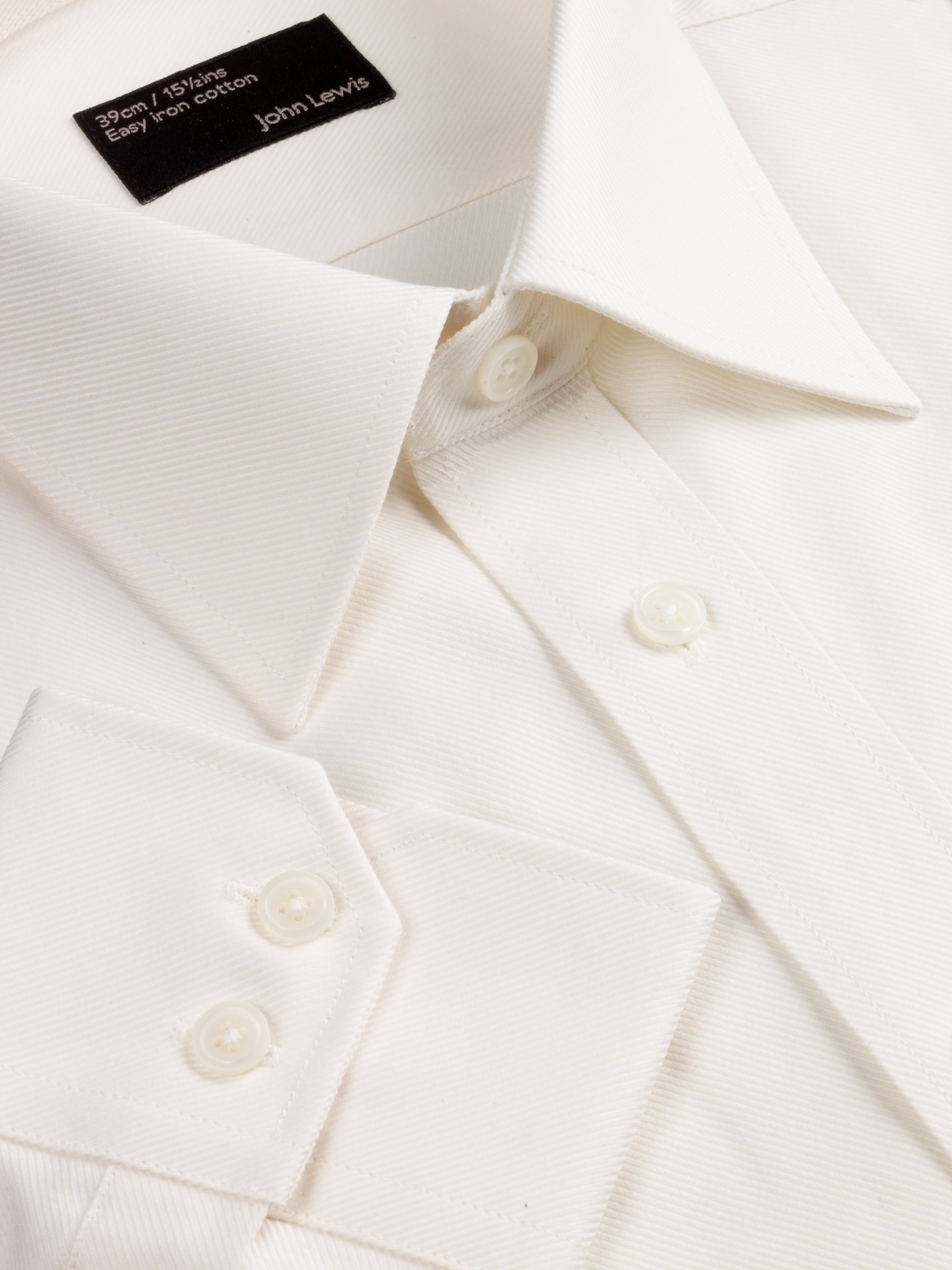 John Lewis Cotton Twill Shirt, Cream, Collar 16