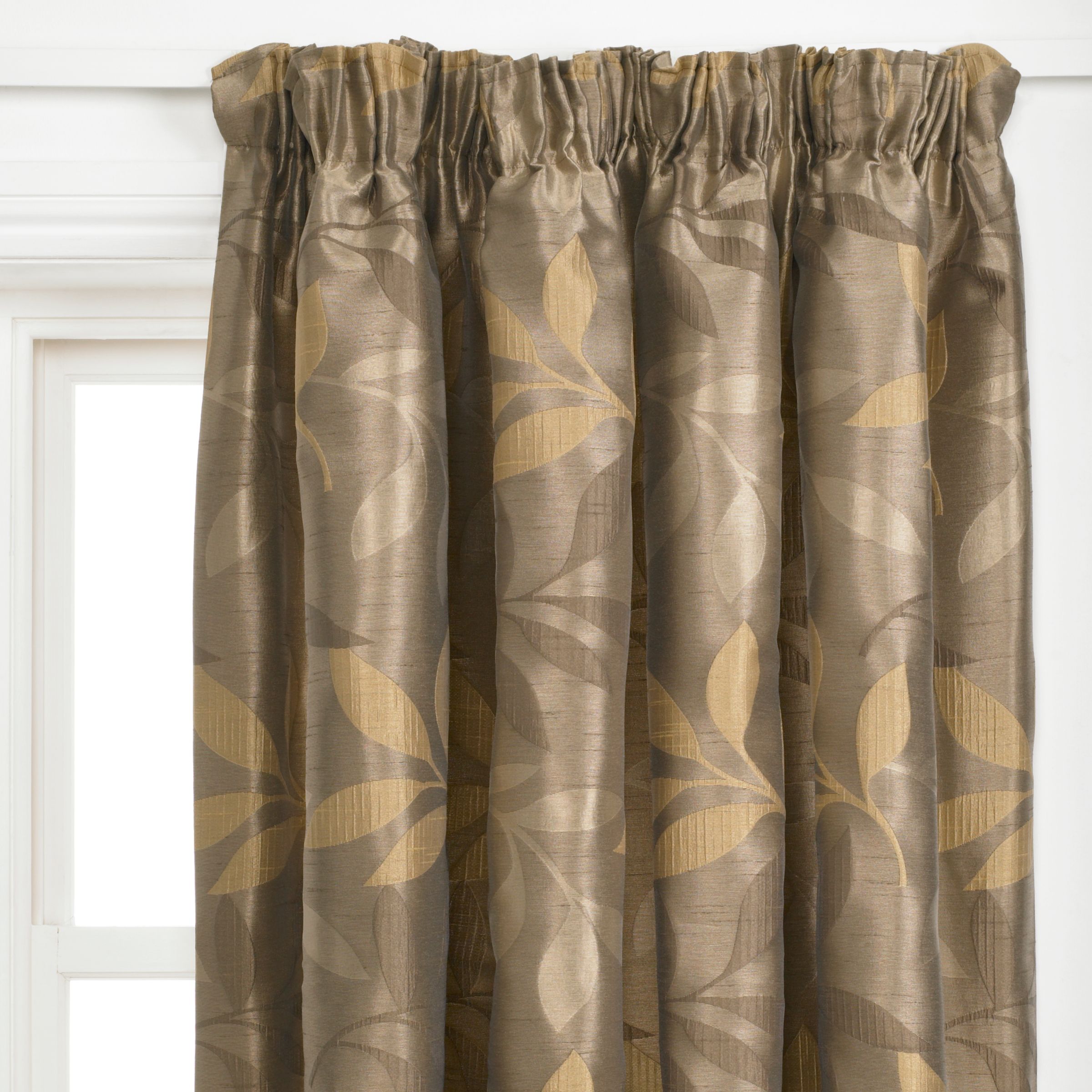 Golden Leaves Pencil Pleat Curtains,