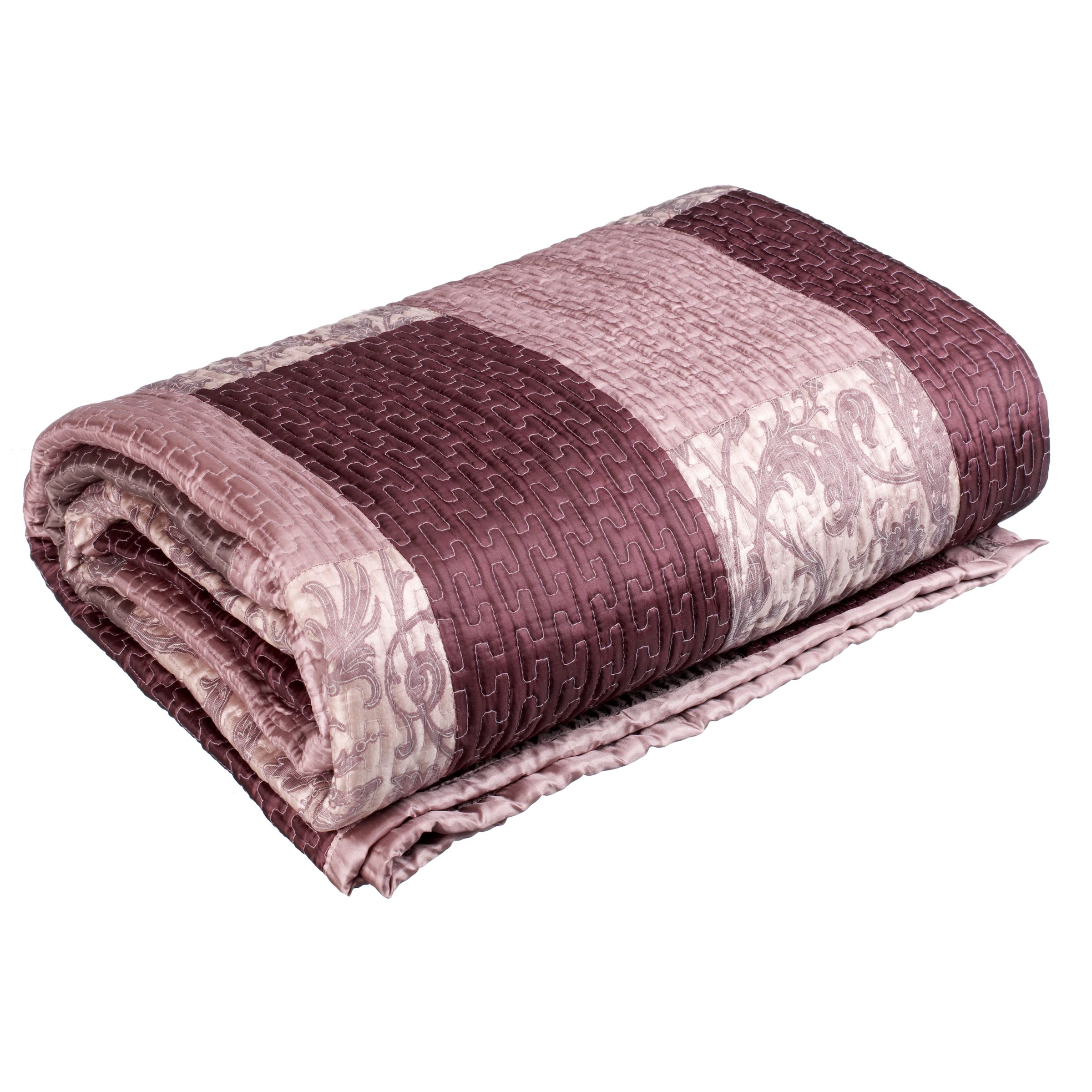 John Lewis Patched Satin Bedspread Mulberry Double