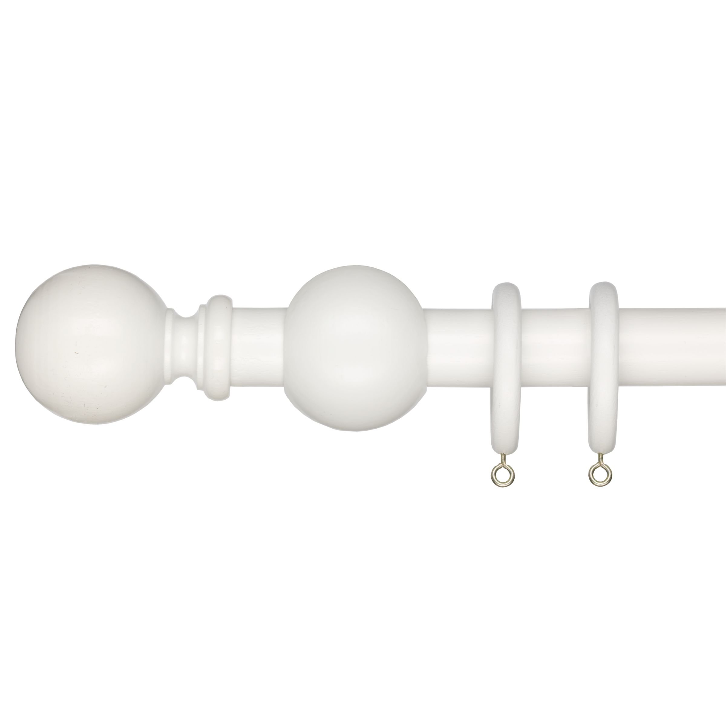 John Lewis White Wood Curtain Pole Kit, Dia.30mm